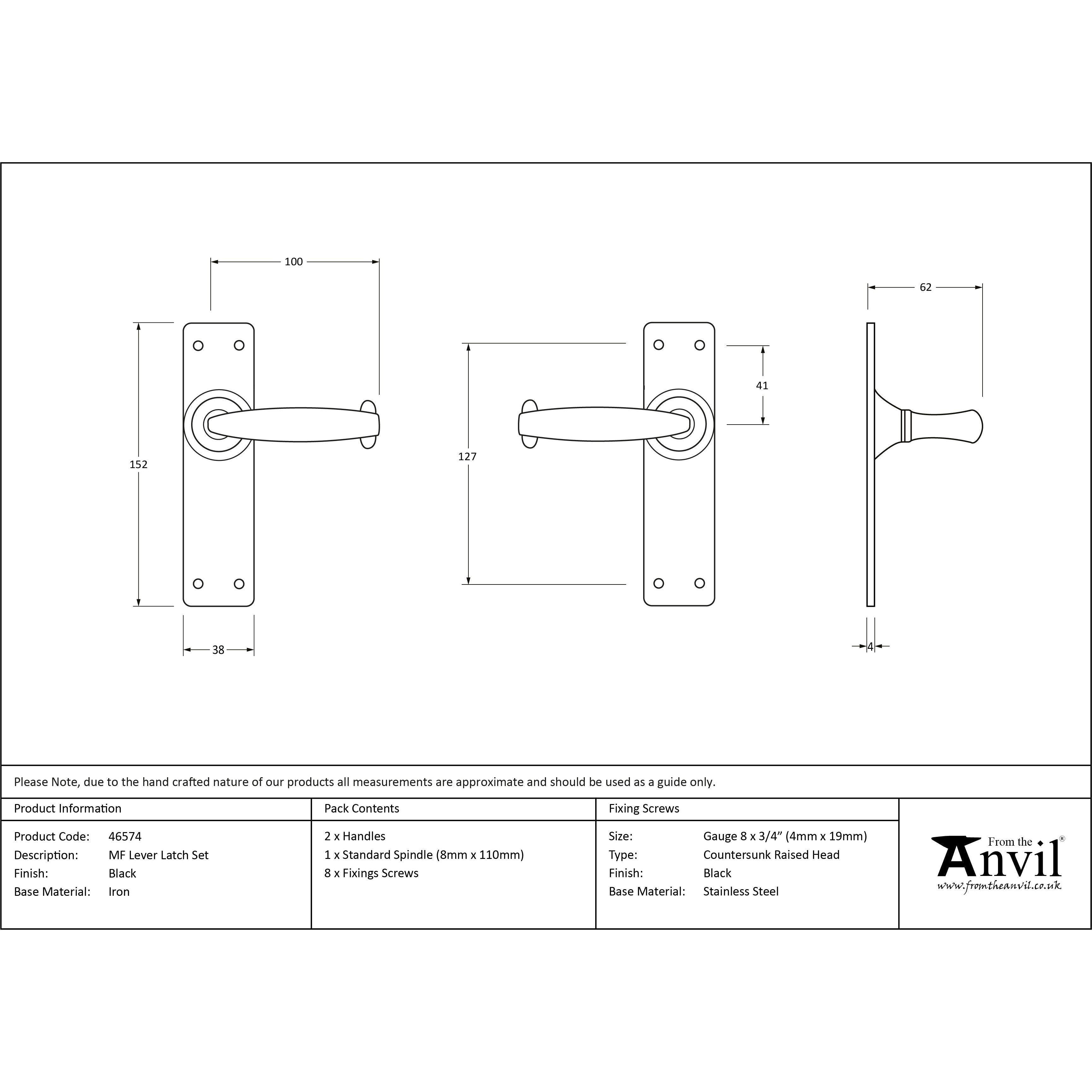 Black MF Lever Latch Set | From The Anvil-Lever Latch-Yester Home