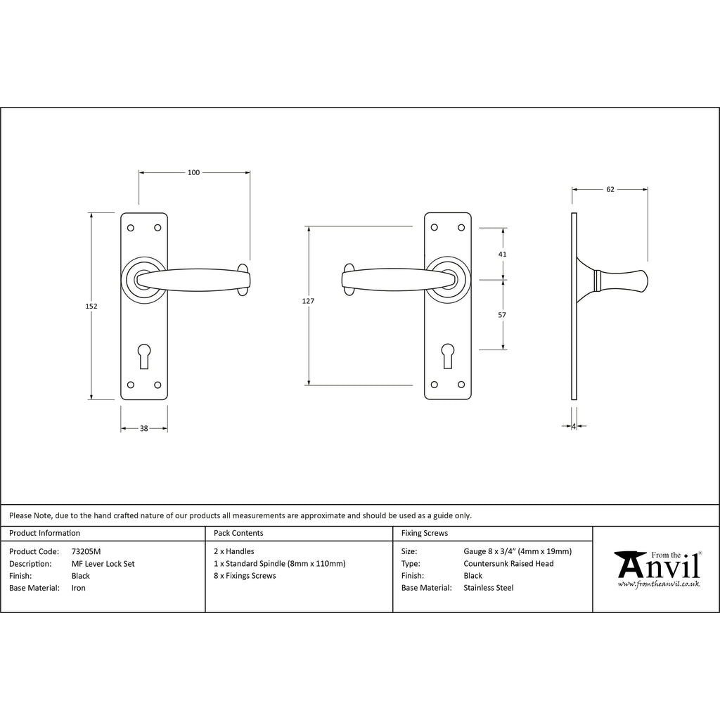 Black MF Lever Lock Set | From The Anvil-Lever Lock-Yester Home