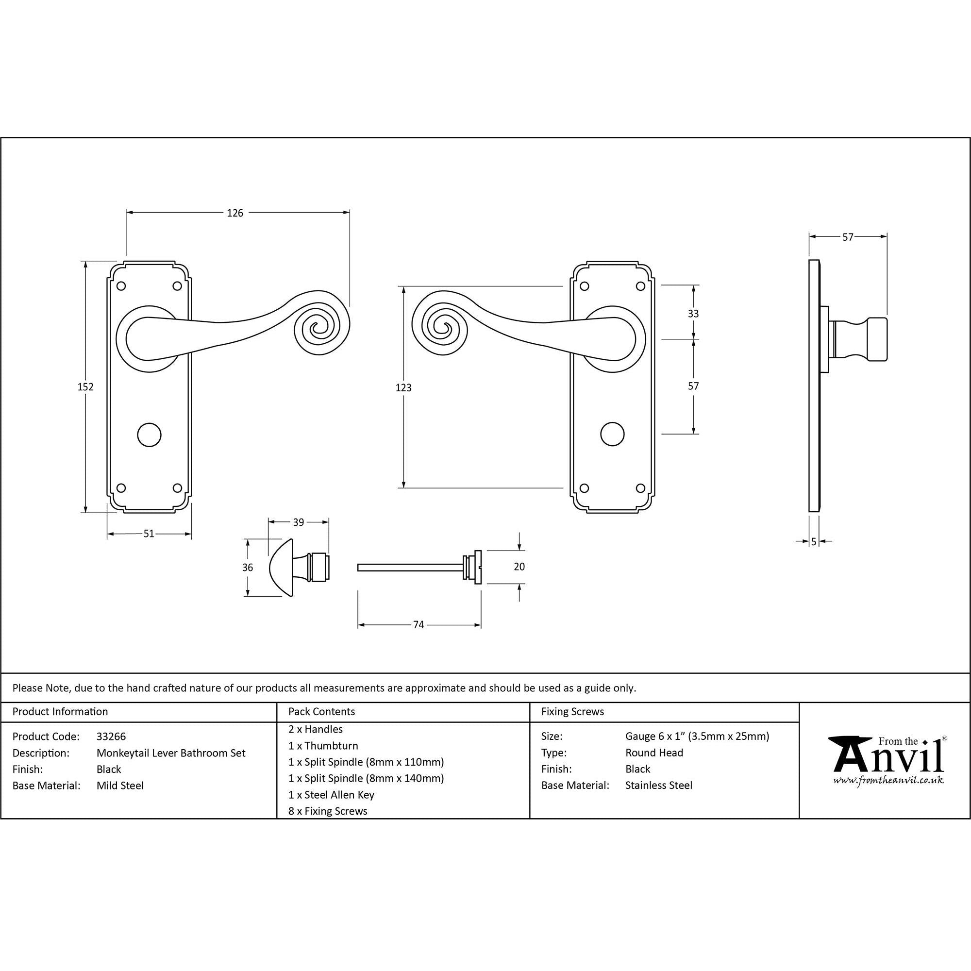 Black Monkeytail Lever Bathroom Set | From The Anvil - Lever Bathroom - From The Anvil - Yester Home
