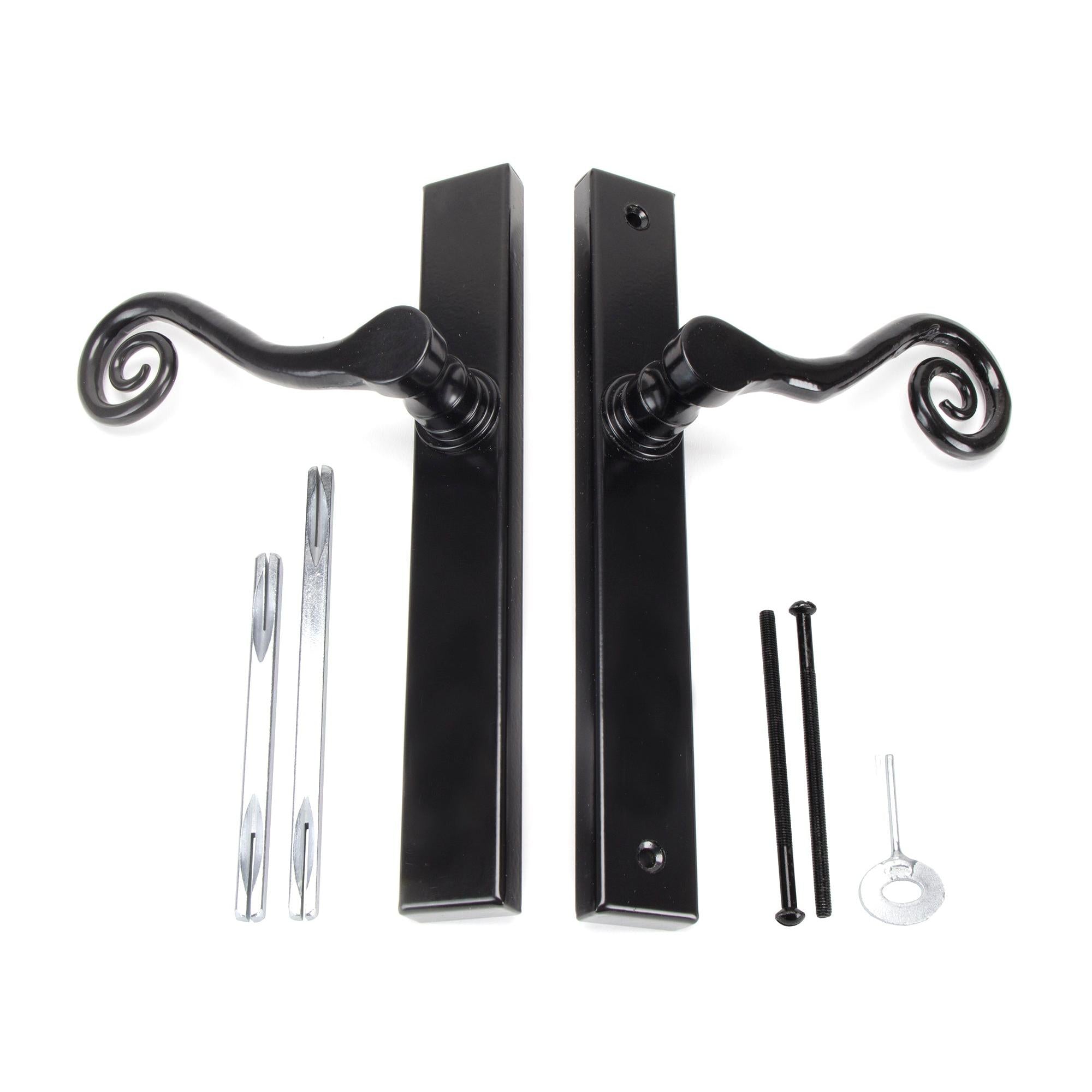 Black Monkeytail Slimline Lever Espag. Latch Set - LH | From The Anvil - Espagnolette - From The Anvil - Yester Home