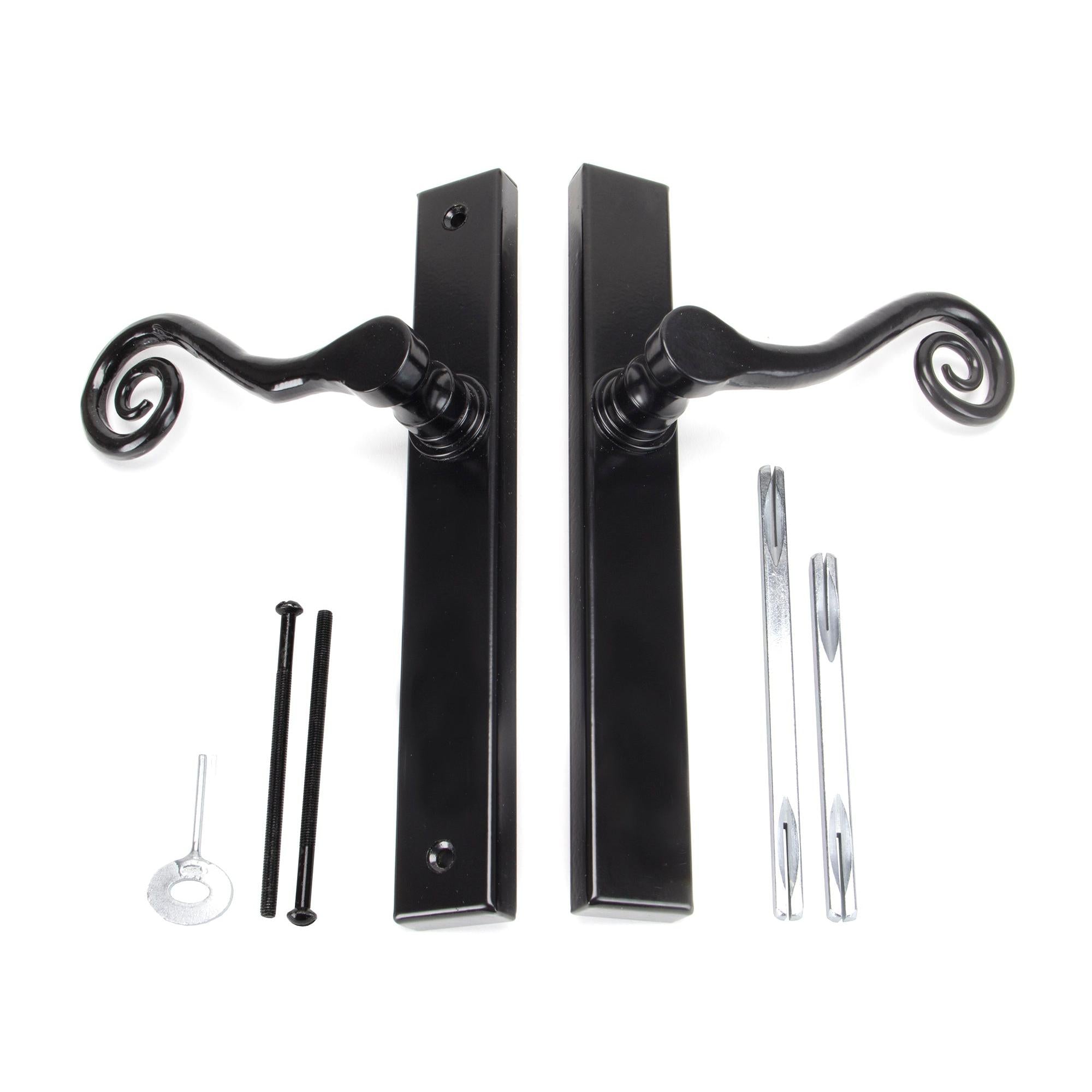 Black Monkeytail Slimline Lever Espag. Latch Set - RH | From The Anvil - Espagnolette - From The Anvil - Yester Home