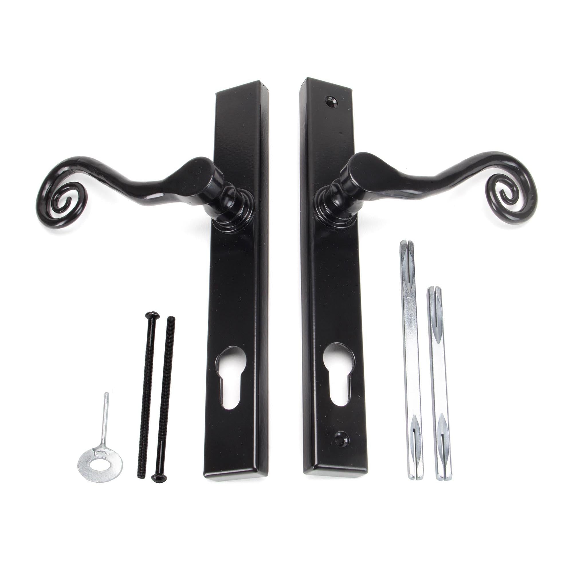 Black Monkeytail Slimline Lever Espag. Lock Set - LH | From The Anvil - Espagnolette - From The Anvil - Yester Home