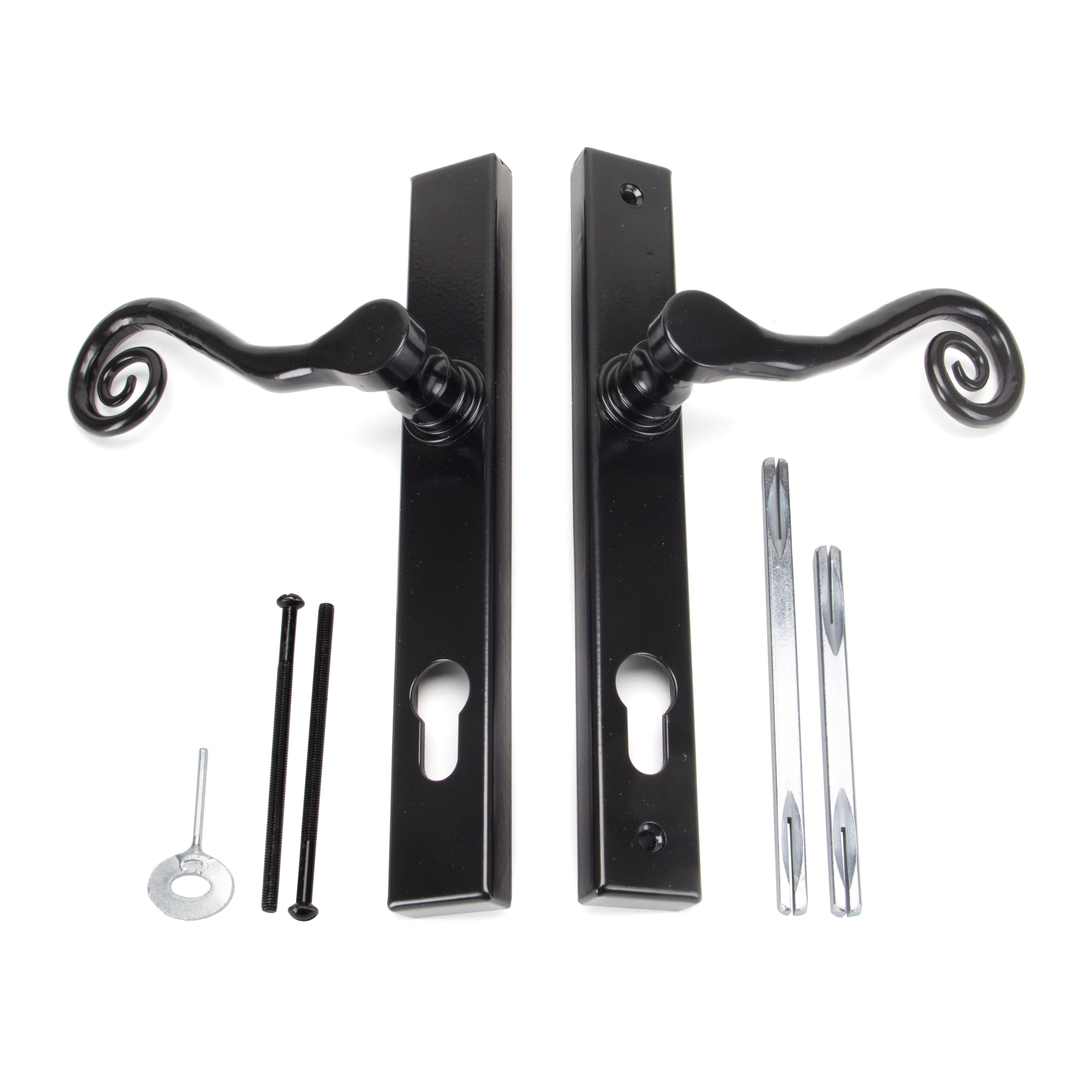 Black Monkeytail Slimline Lever Espag. Lock Set - LH | From The Anvil-Espagnolette-Yester Home