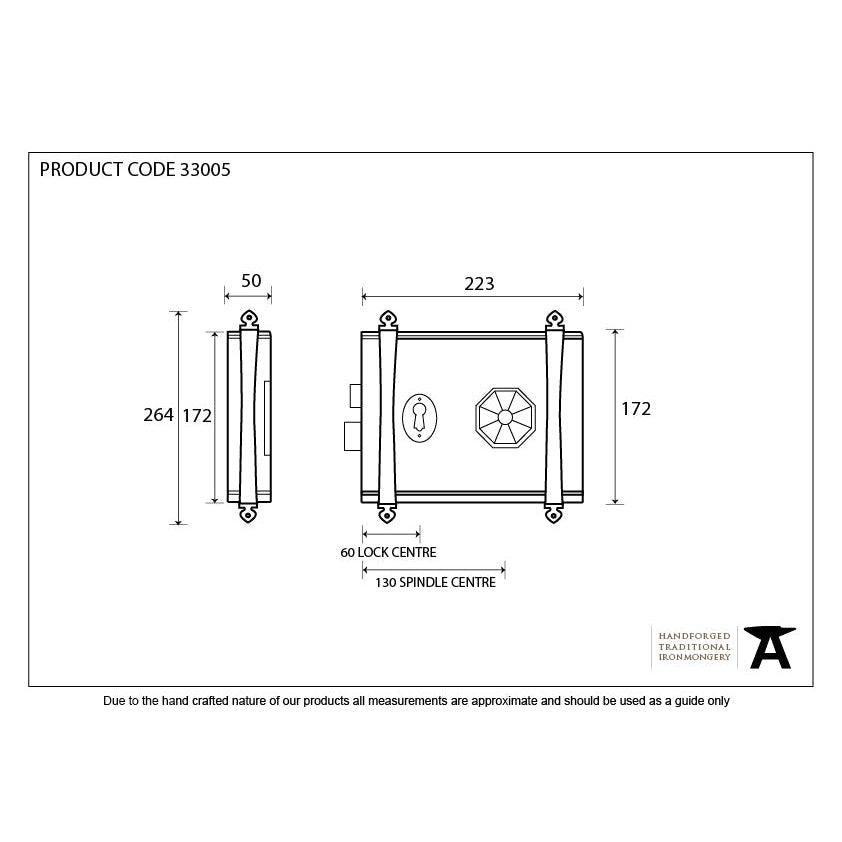 Black Oak Box Lock & Octagonal Knob Set | From The Anvil-Rim Locks & Latches-Yester Home