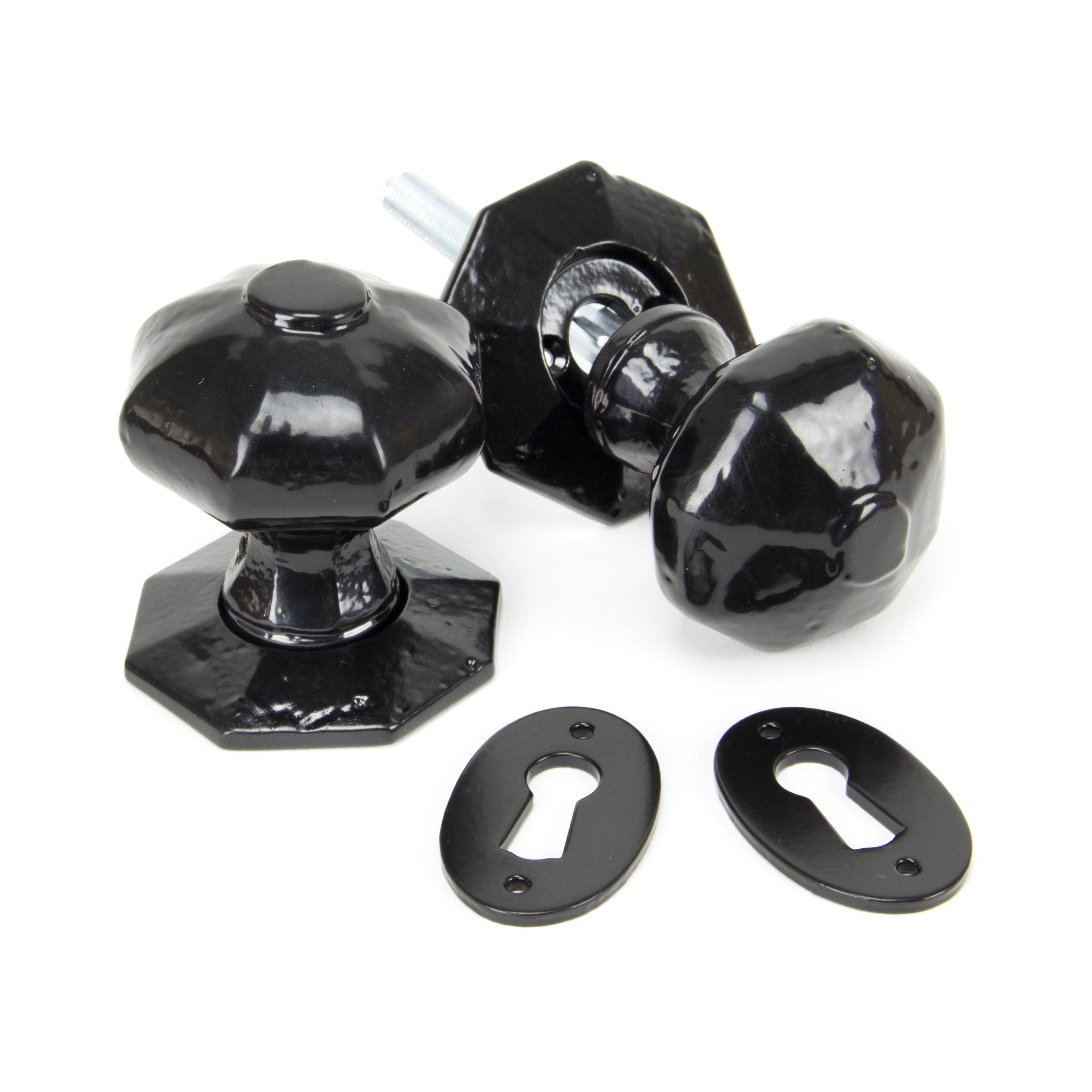 Black Octagonal Mortice/Rim Knob Set | From The Anvil-Mortice Knobs-Yester Home