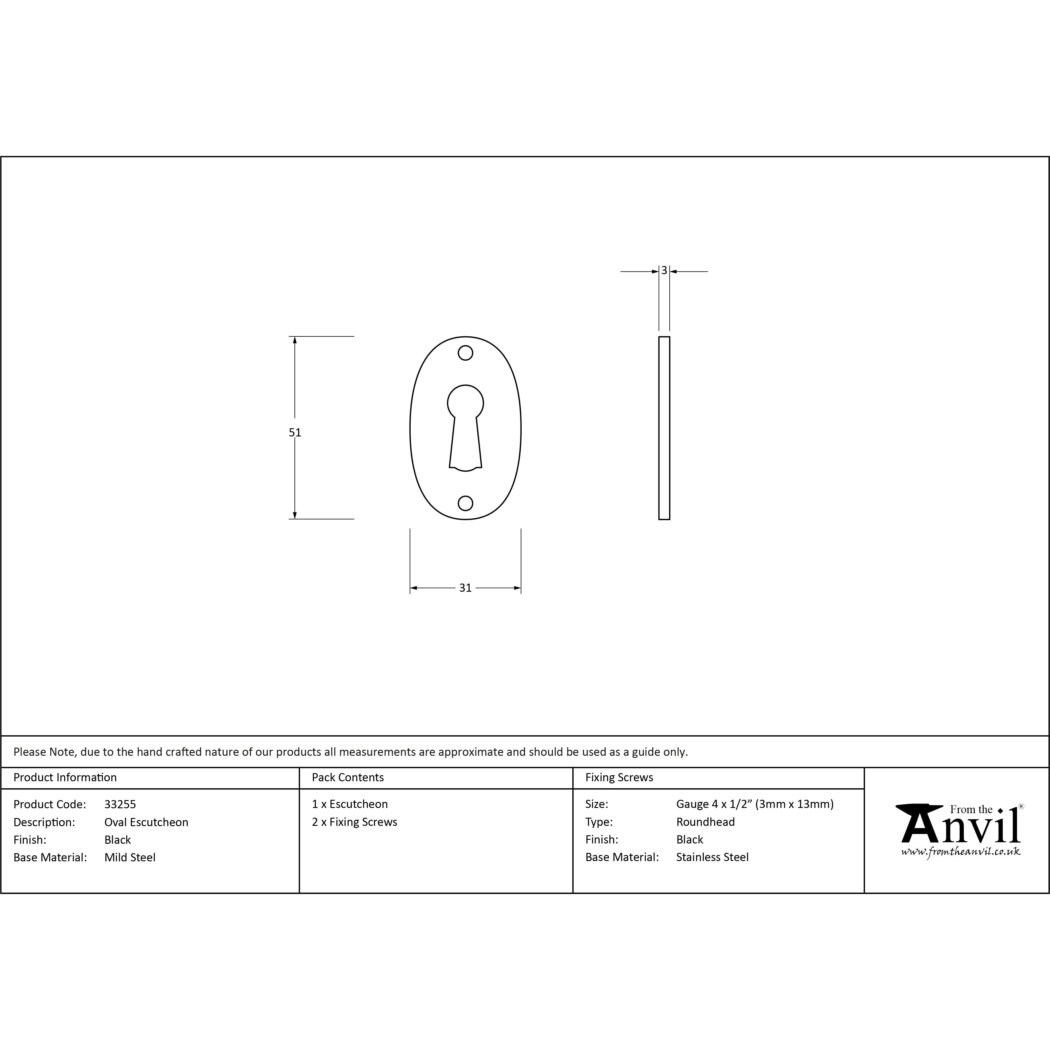 Black Oval Escutcheon | From The Anvil-Escutcheons-Yester Home