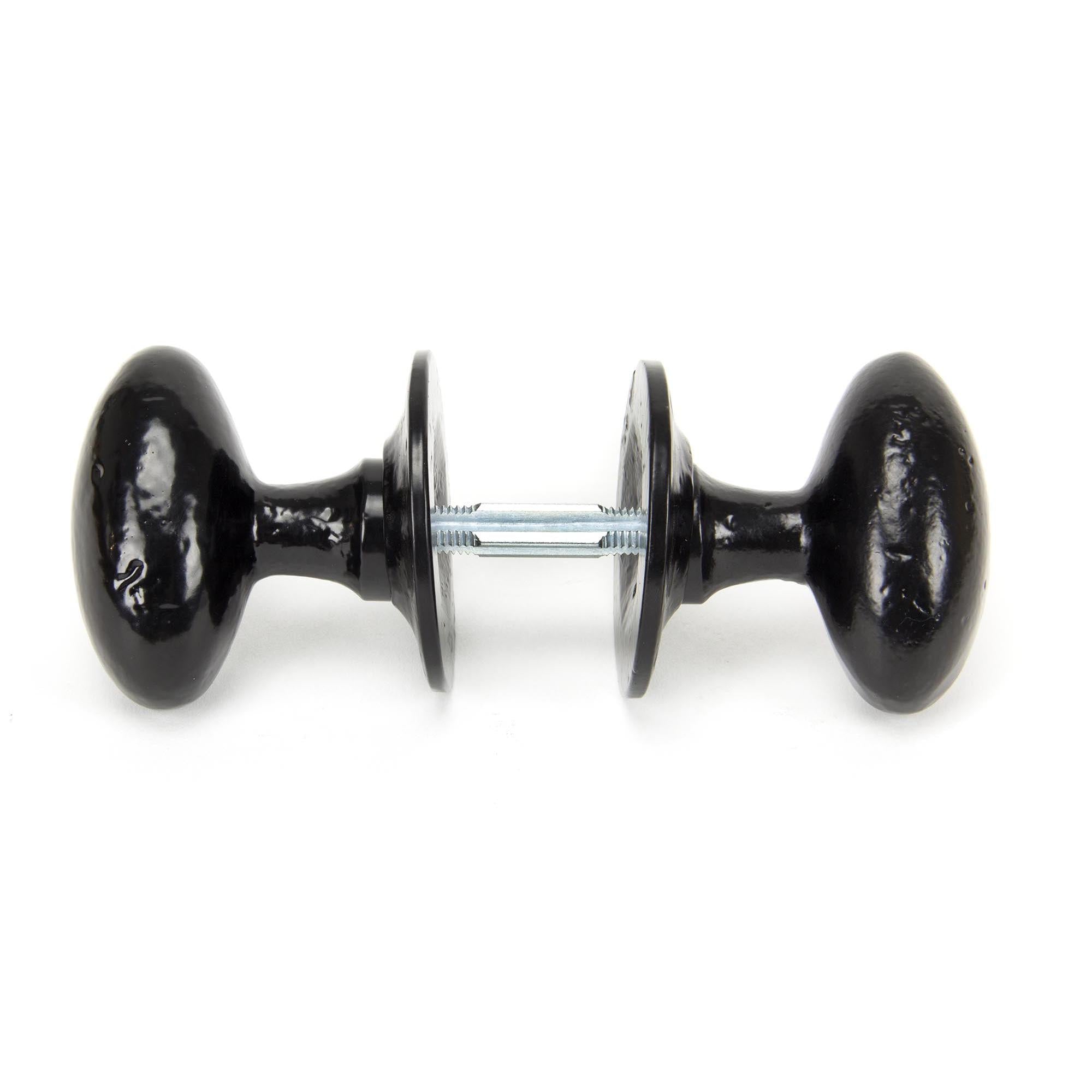 Black Oval Mortice/Rim Knob Set | From The Anvil - Mortice Knobs - From The Anvil - Yester Home
