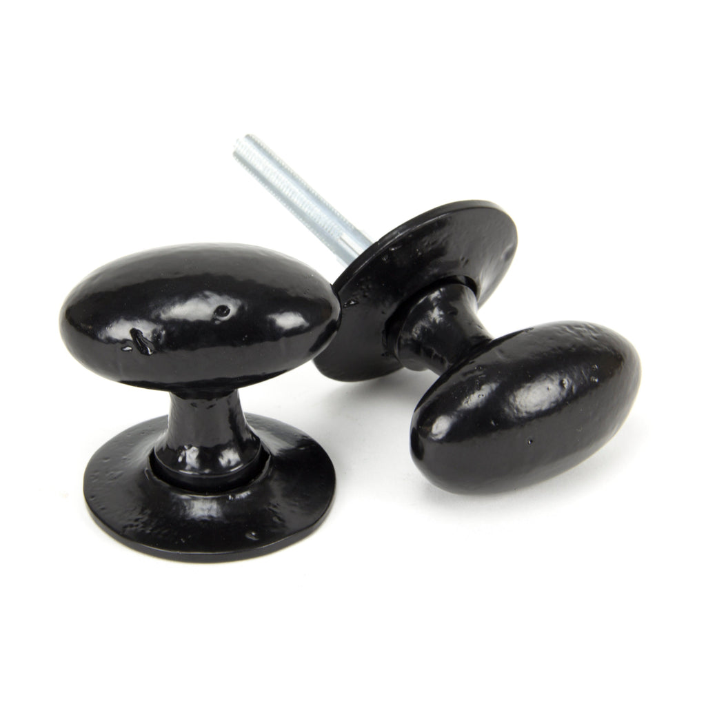 Black Oval Mortice/Rim Knob Set | From The Anvil-Mortice Knobs-Yester Home