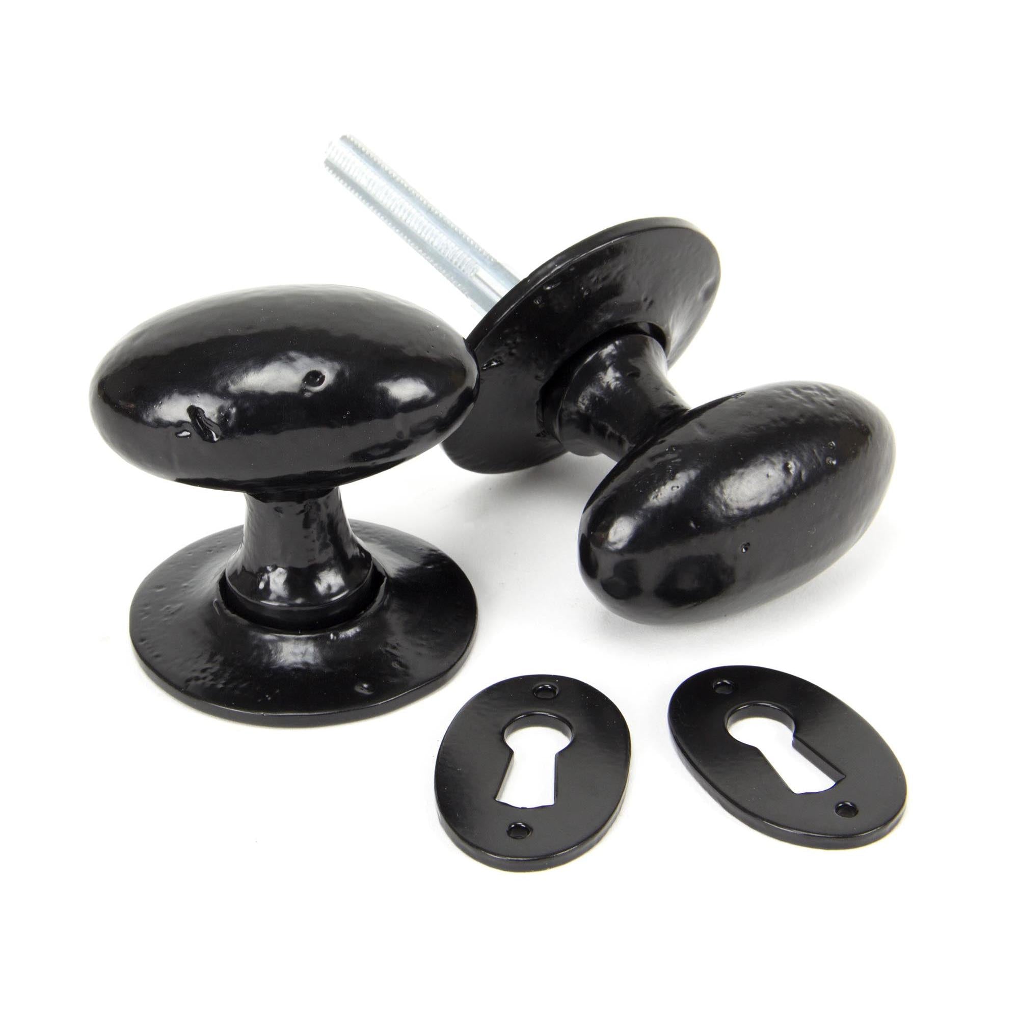 Black Oval Mortice/Rim Knob Set | From The Anvil - Mortice Knobs - From The Anvil - Yester Home
