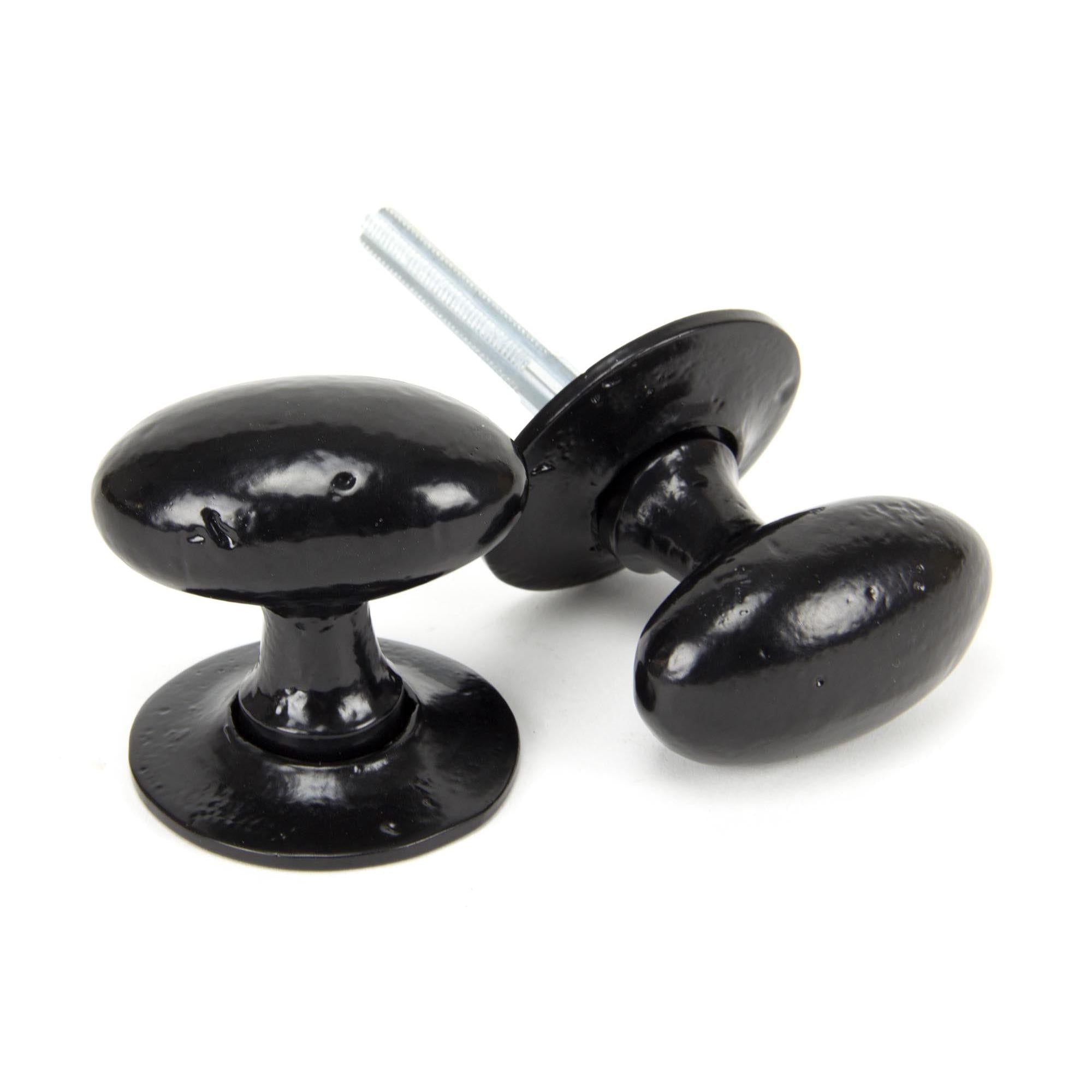 Black Oval Mortice/Rim Knob Set | From The Anvil - Mortice Knobs - From The Anvil - Yester Home