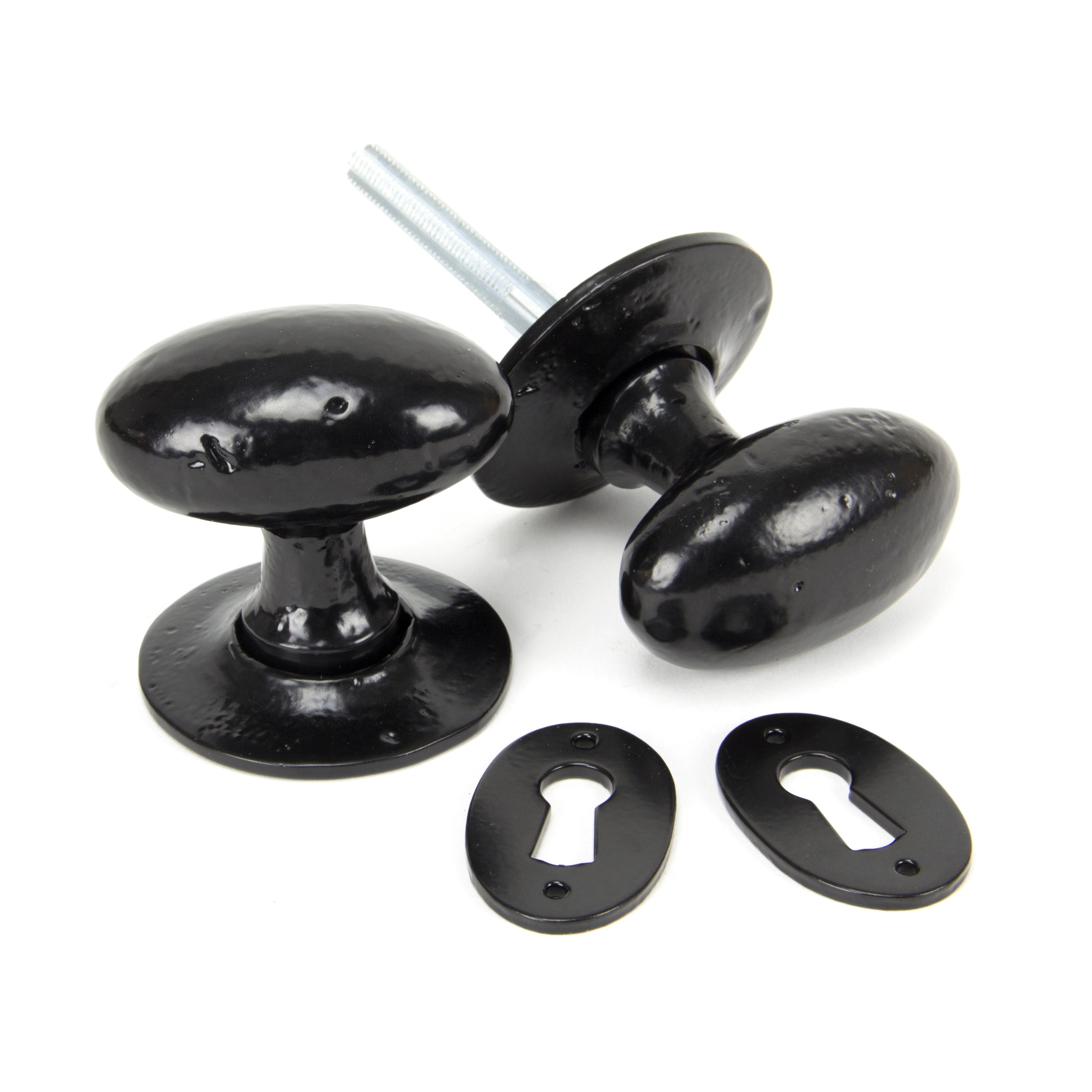 Black Oval Mortice/Rim Knob Set | From The Anvil-Mortice Knobs-Yester Home