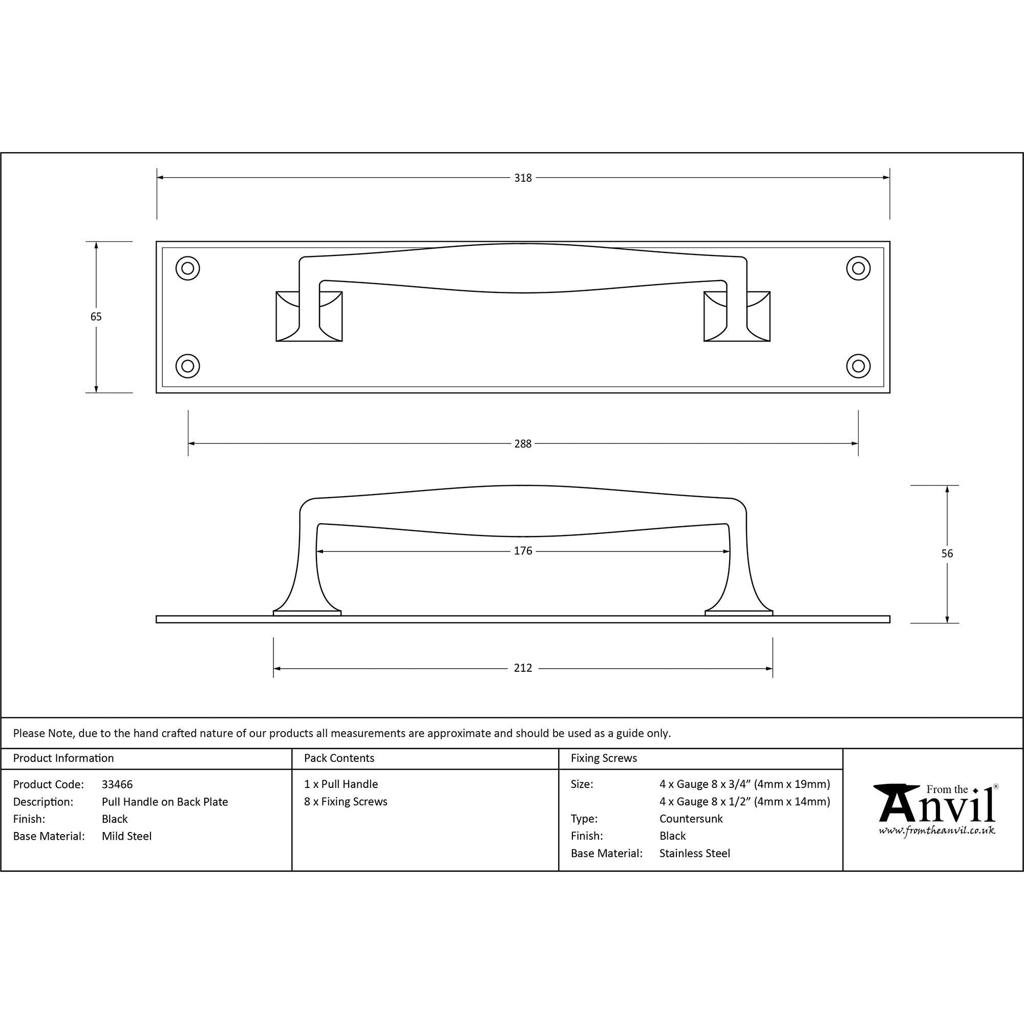 Black Pull Handle on Backplate | From The Anvil - On Backplate - From The Anvil - Yester Home