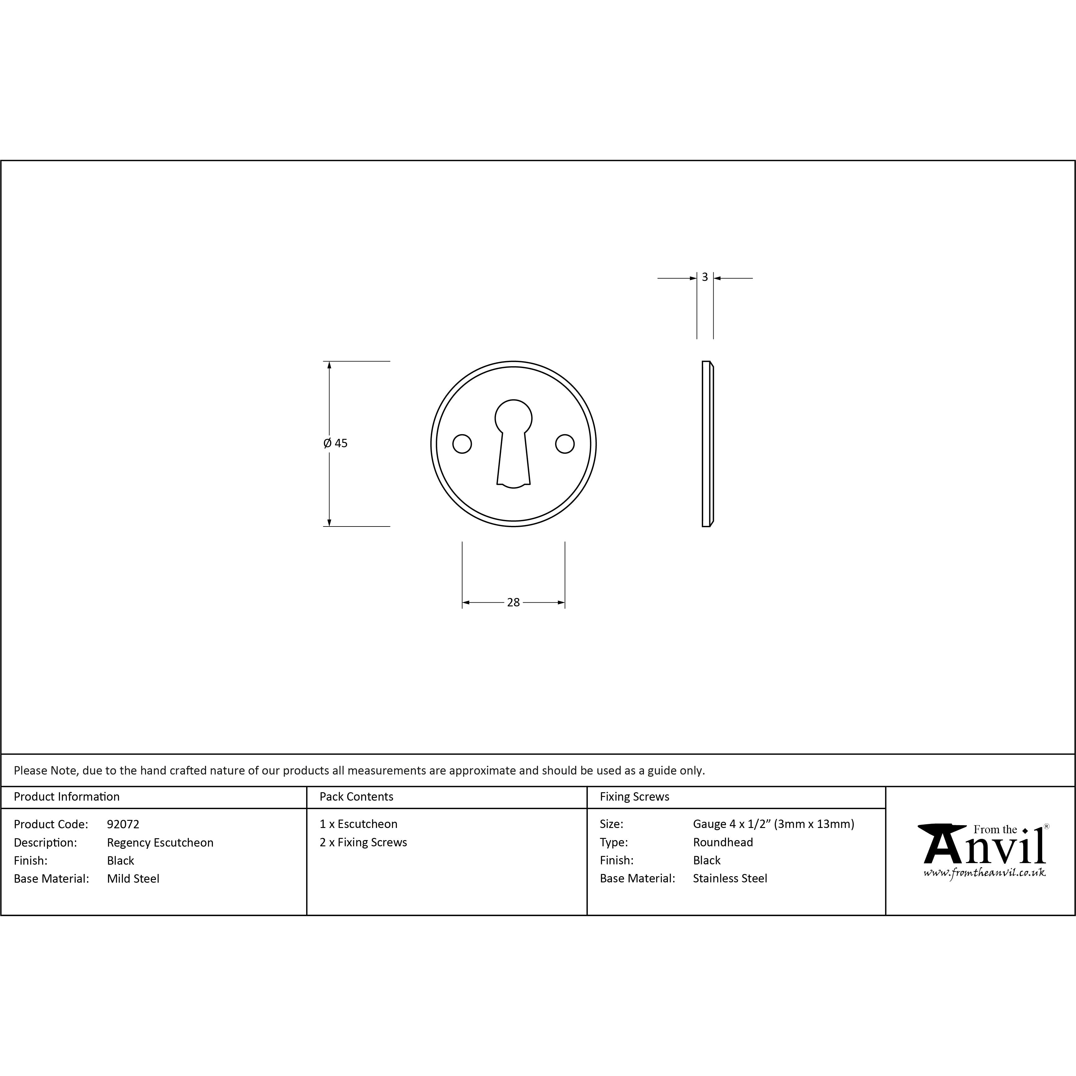 Black Regency Escutcheon | From The Anvil-Escutcheons-Yester Home