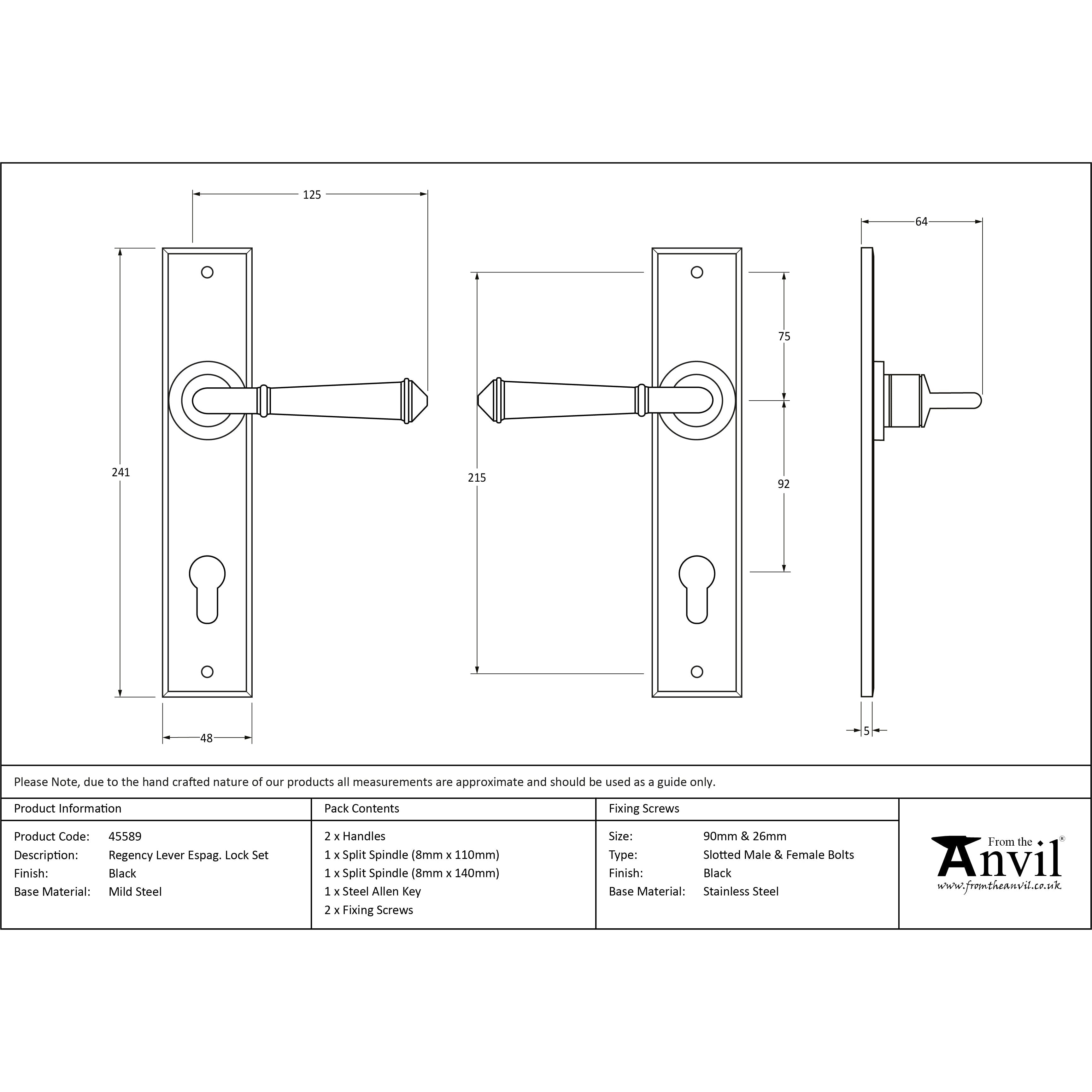 Black Regency Lever Espag. Lock Set | From The Anvil-Espagnolette-Yester Home