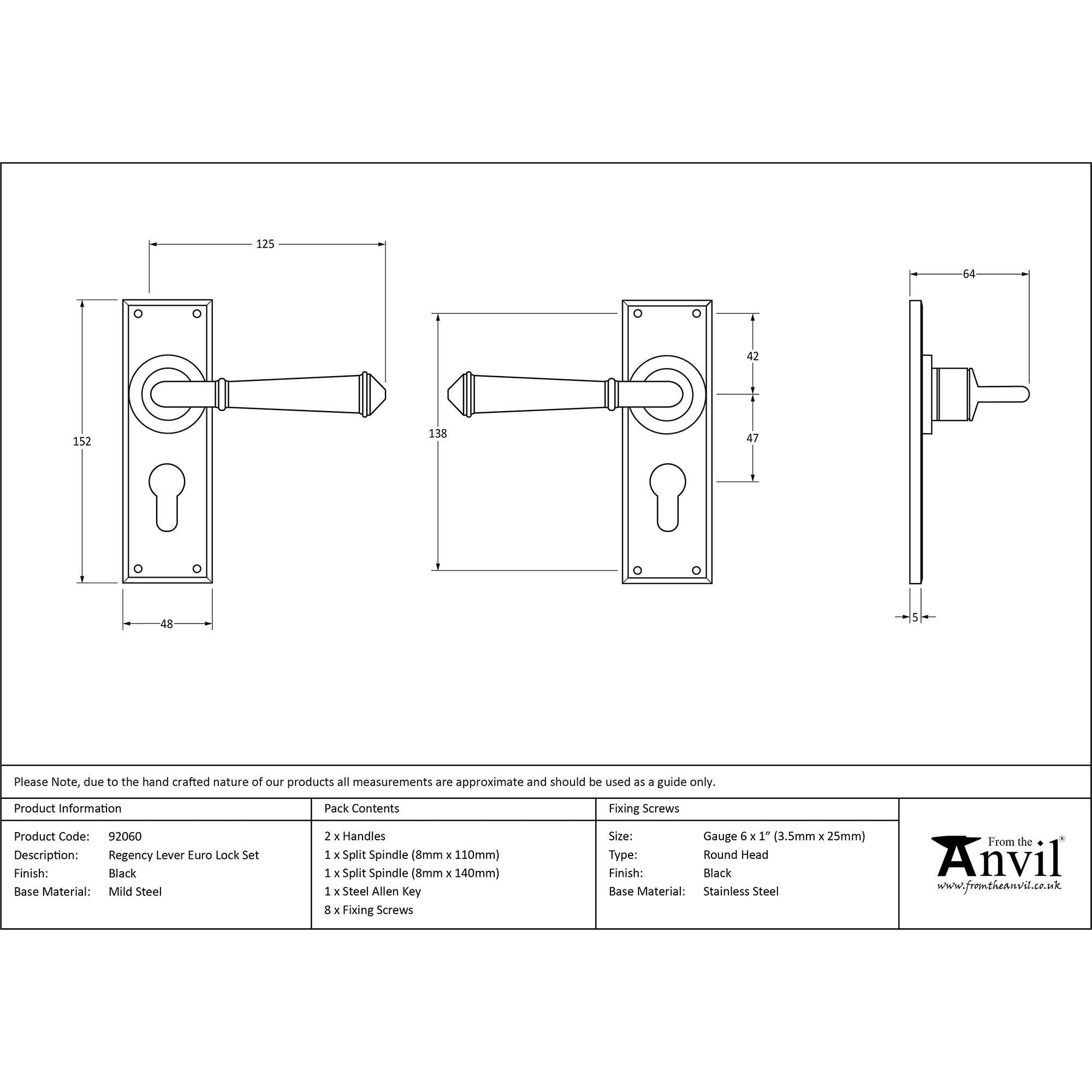 Black Regency Lever Euro Lock Set | From The Anvil - Lever Euro - From The Anvil - Yester Home