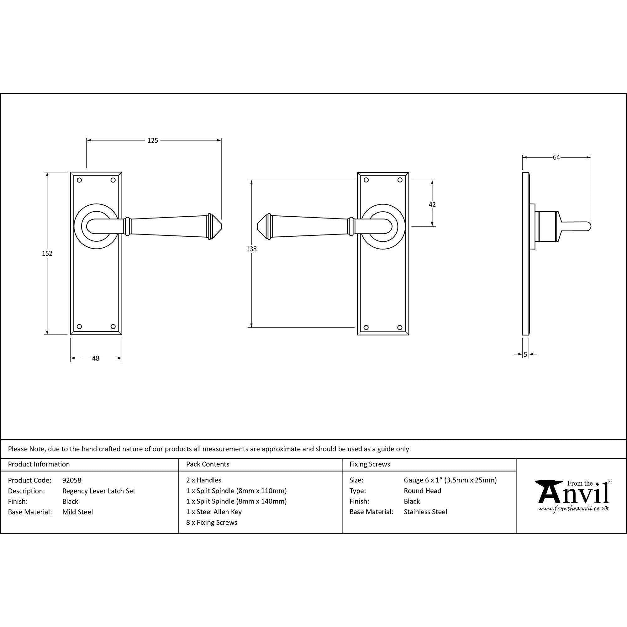 Black Regency Lever Latch Set | From The Anvil - Lever Latch - From The Anvil - Yester Home