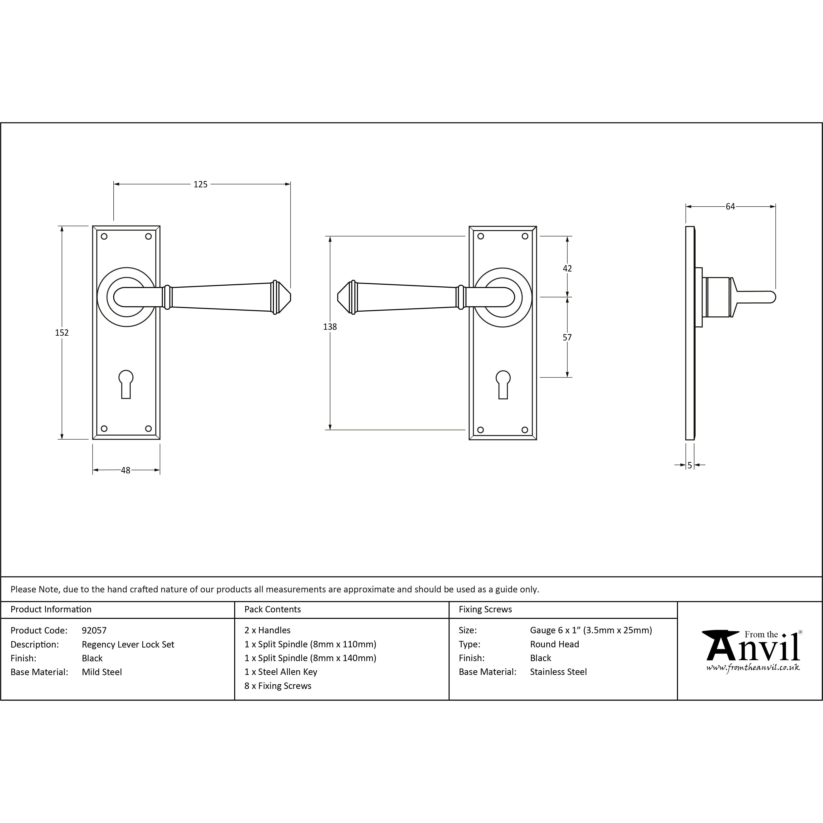 Black Regency Lever Lock Set | From The Anvil-Lever Lock-Yester Home