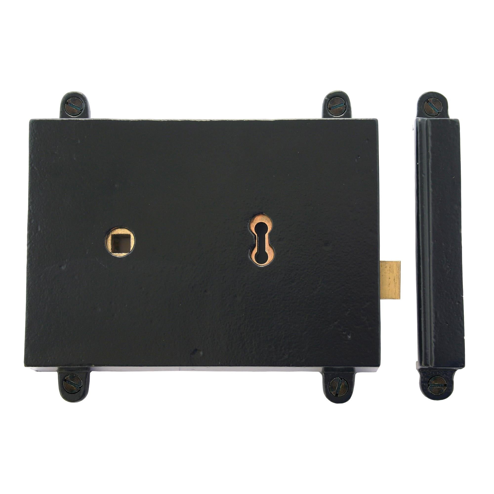 Black Rim Lock & Cast Iron Cover | From The Anvil - Rim Locks & Latches - From The Anvil - Yester Home