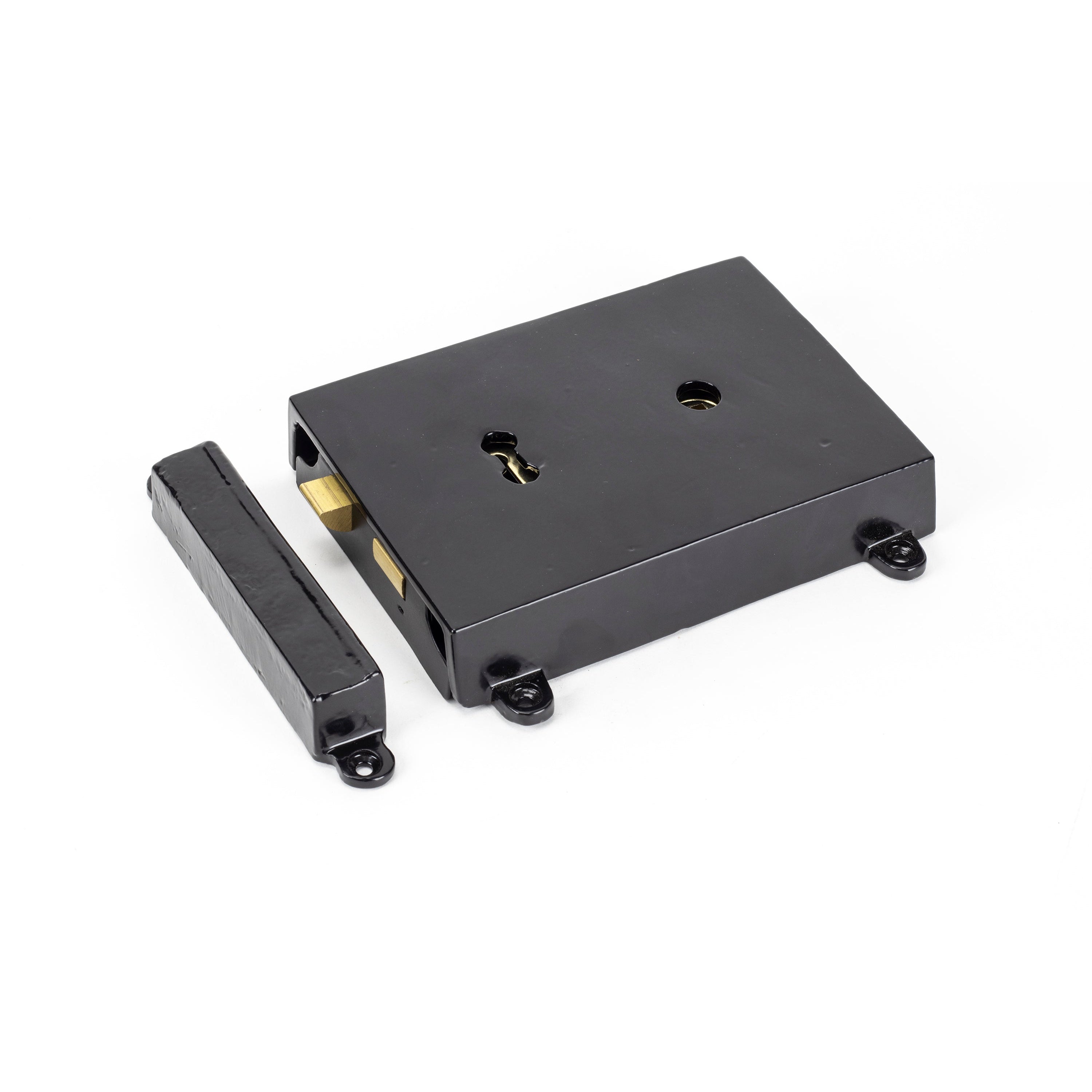Black Rim Lock & Cast Iron Cover | From The Anvil-Rim Locks & Latches-Yester Home