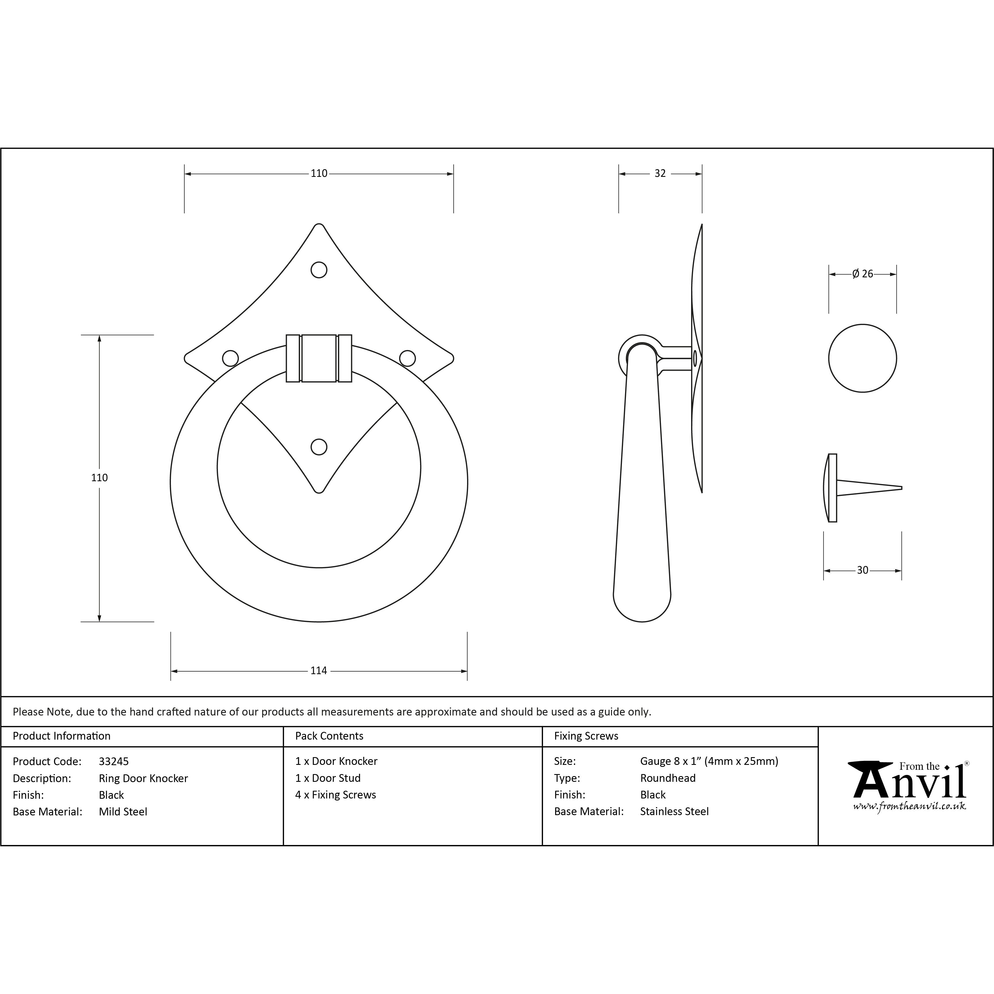 Black Ring Door Knocker | From The Anvil-Surface Fixed Door Knockers-Yester Home