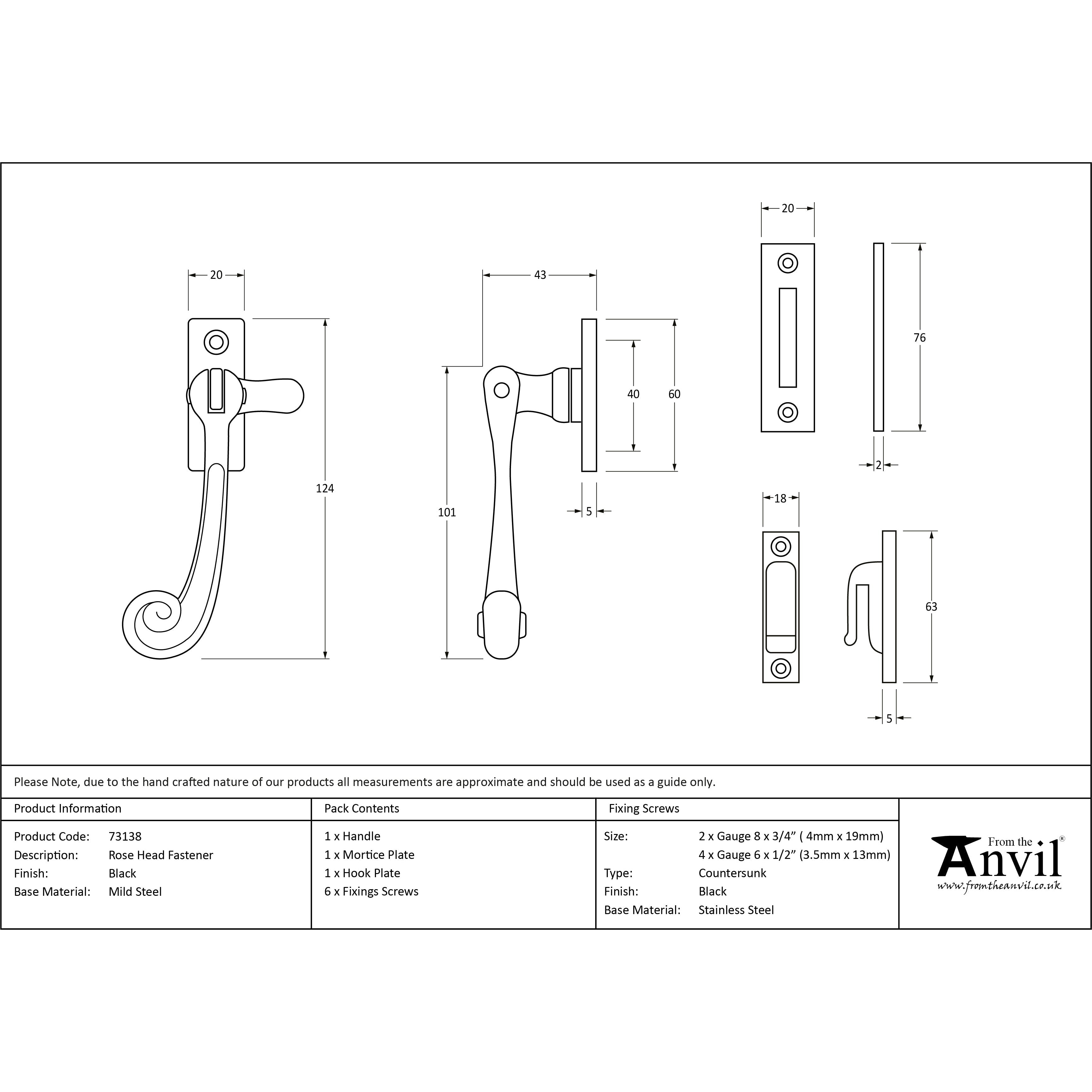 Black Rosehead Fastener | From The Anvil-Fasteners-Yester Home