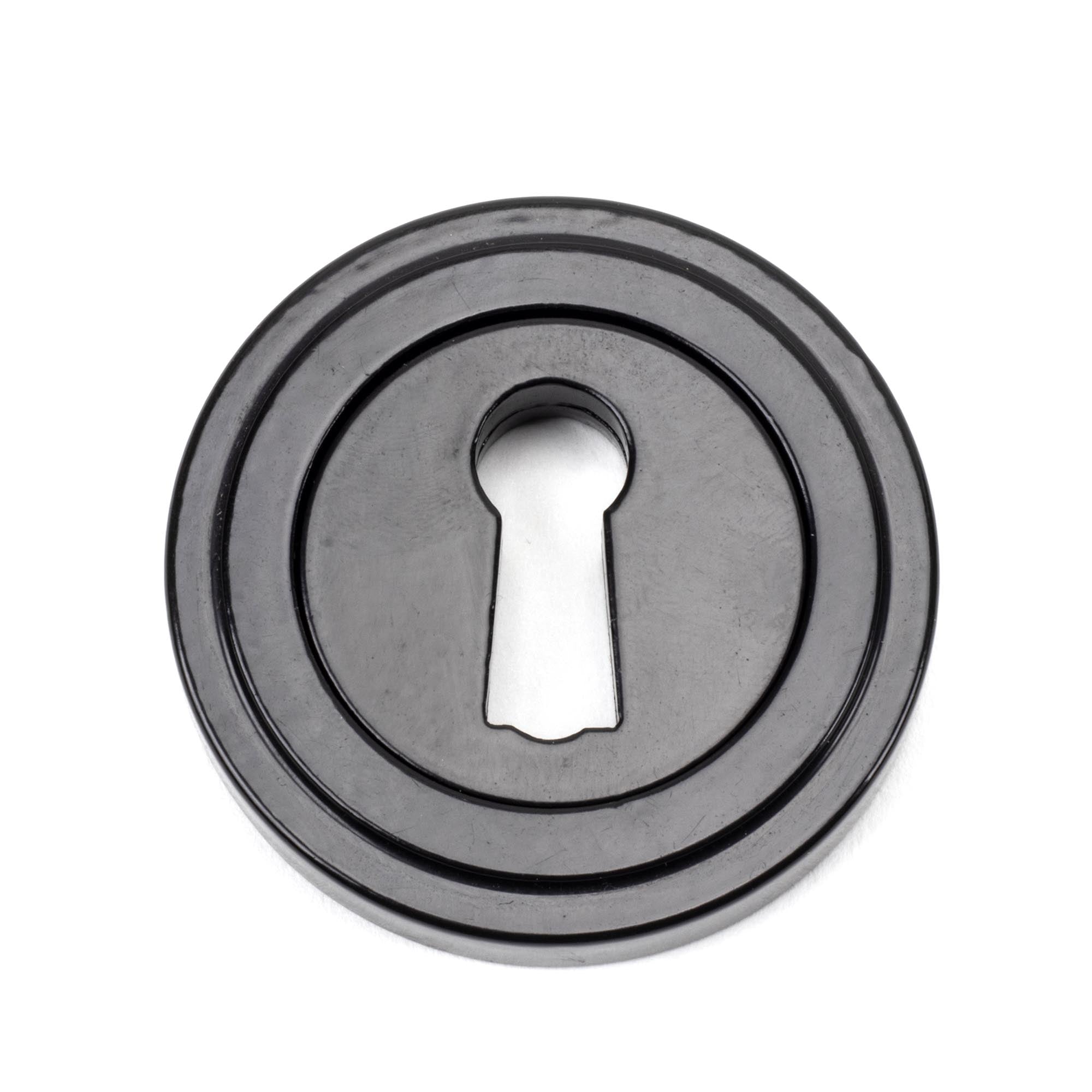 Black Round Escutcheon (Art Deco) | From The Anvil - Escutcheons - From The Anvil - Yester Home