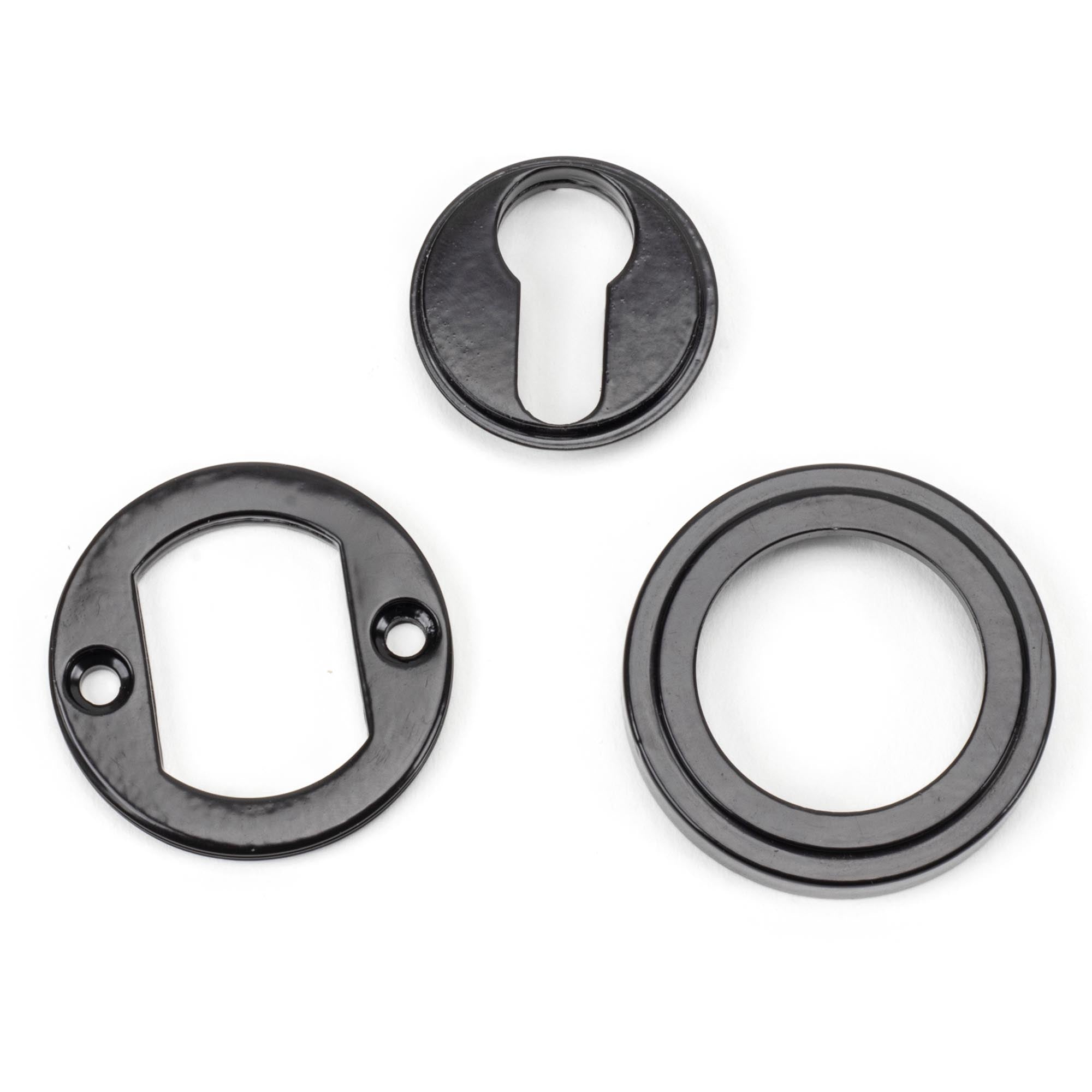 Black Round Euro Escutcheon (Art Deco) | From The Anvil - Euro Escutcheons - From The Anvil - Yester Home