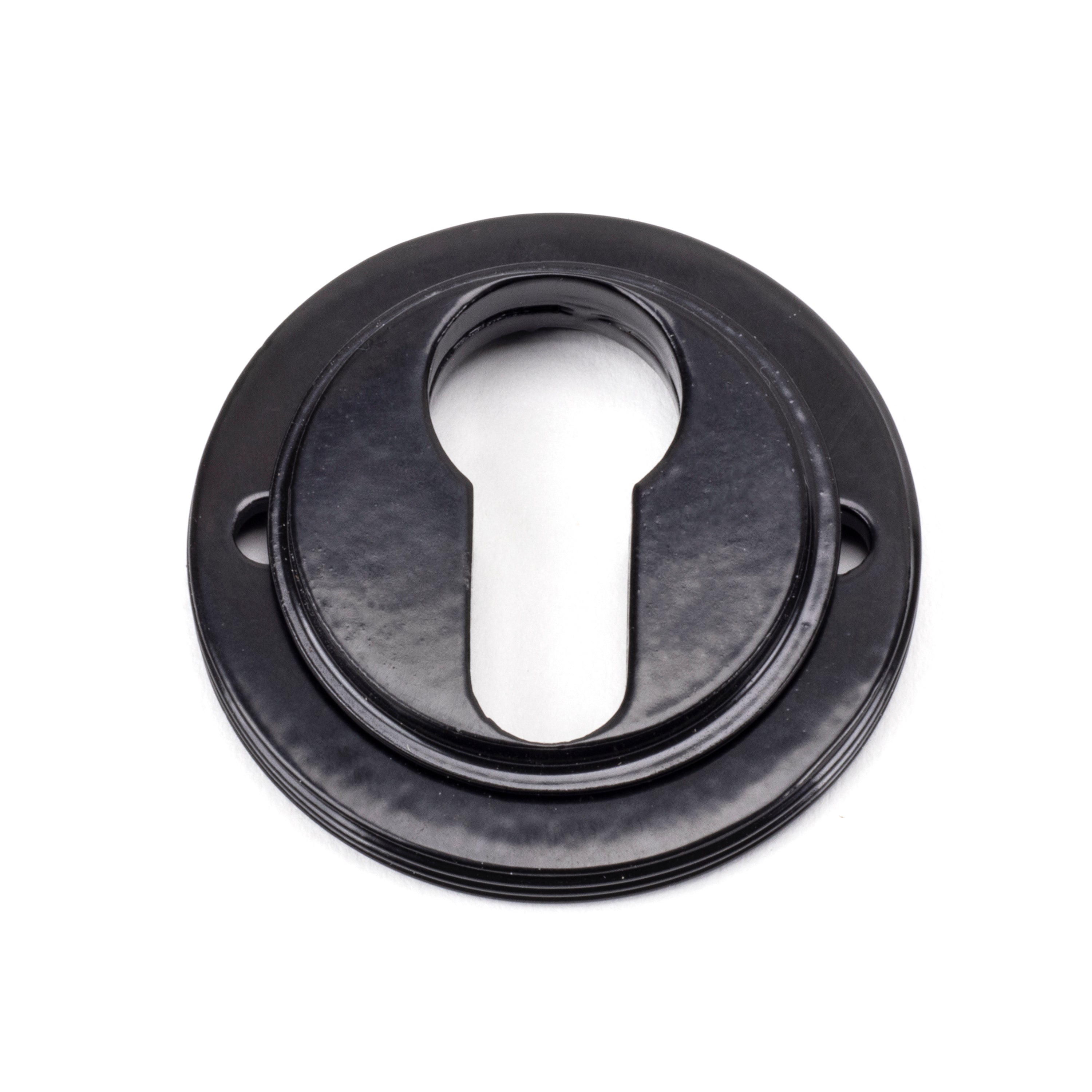 Black Round Euro Escutcheon (Art Deco) | From The Anvil-Euro Escutcheons-Yester Home