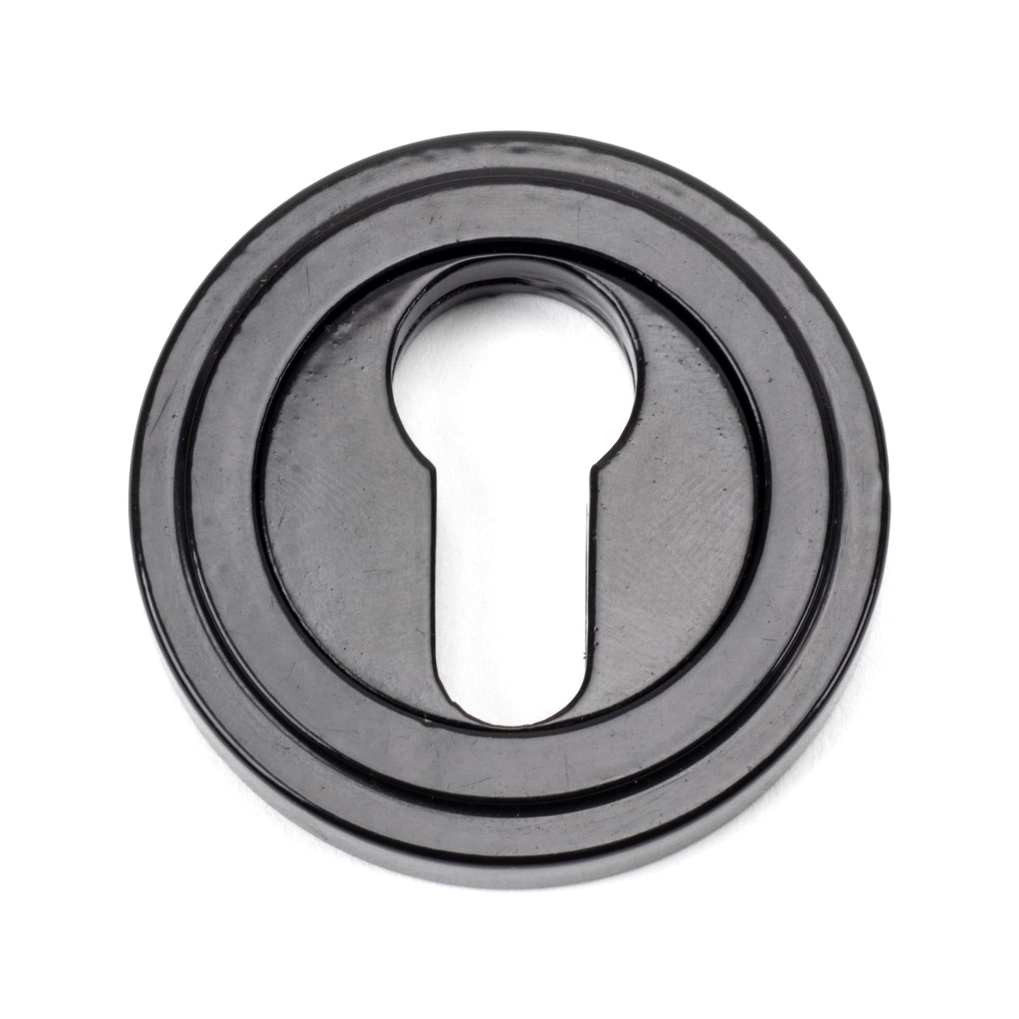 Black Round Euro Escutcheon (Art Deco) | From The Anvil - Euro Escutcheons - From The Anvil - Yester Home