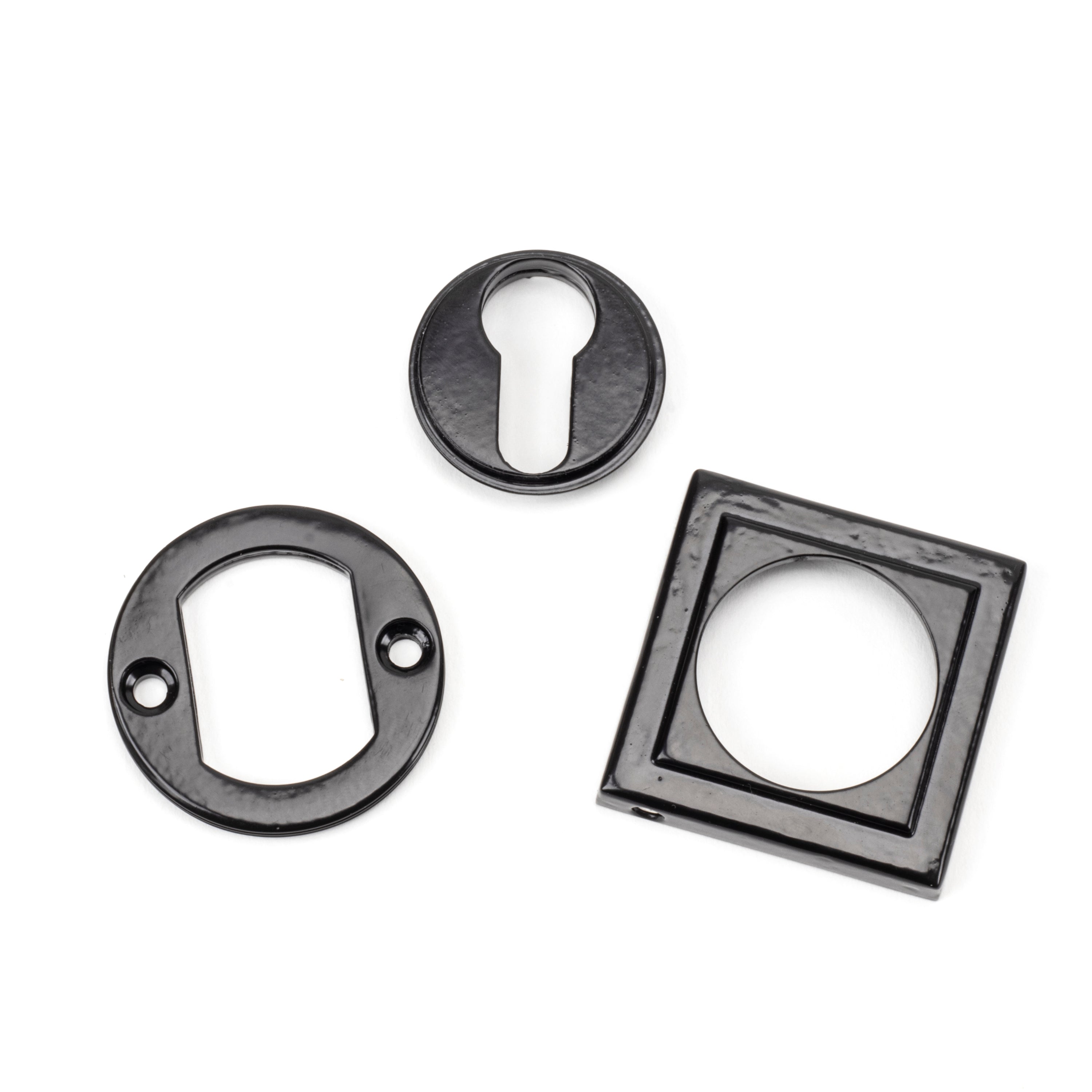 Black Round Euro Escutcheon (Square) | From The Anvil-Euro Escutcheons-Yester Home