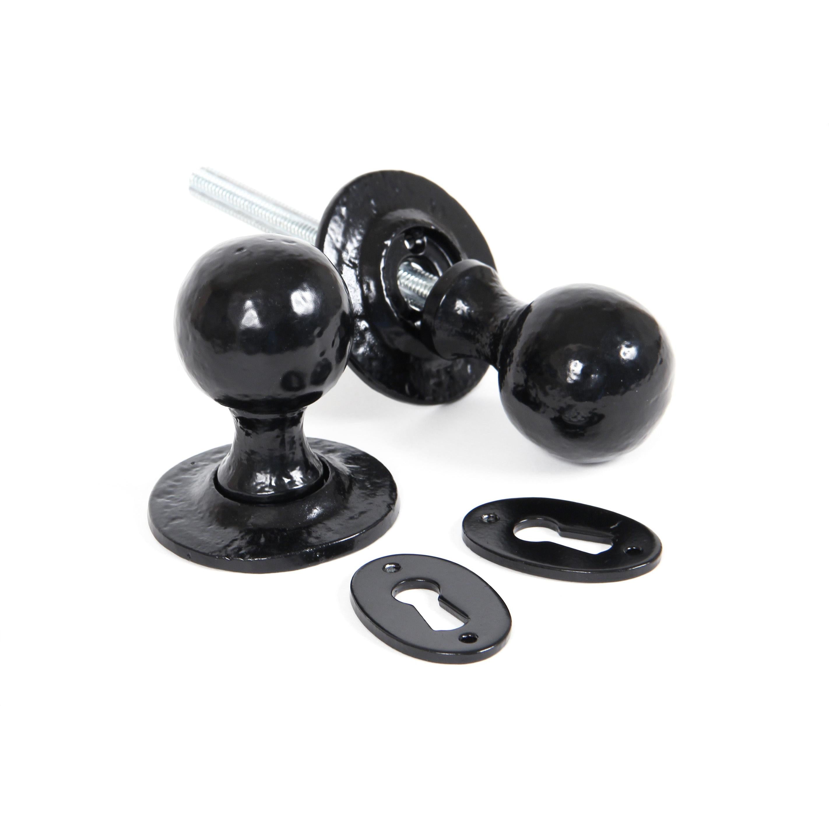 Black Round Mortice/Rim Knob Set | From The Anvil - Mortice Knobs - From The Anvil - Yester Home
