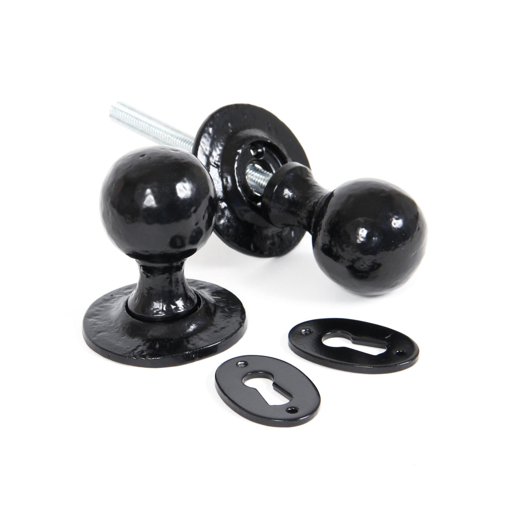 Black Round Mortice/Rim Knob Set | From The Anvil-Mortice Knobs-Yester Home