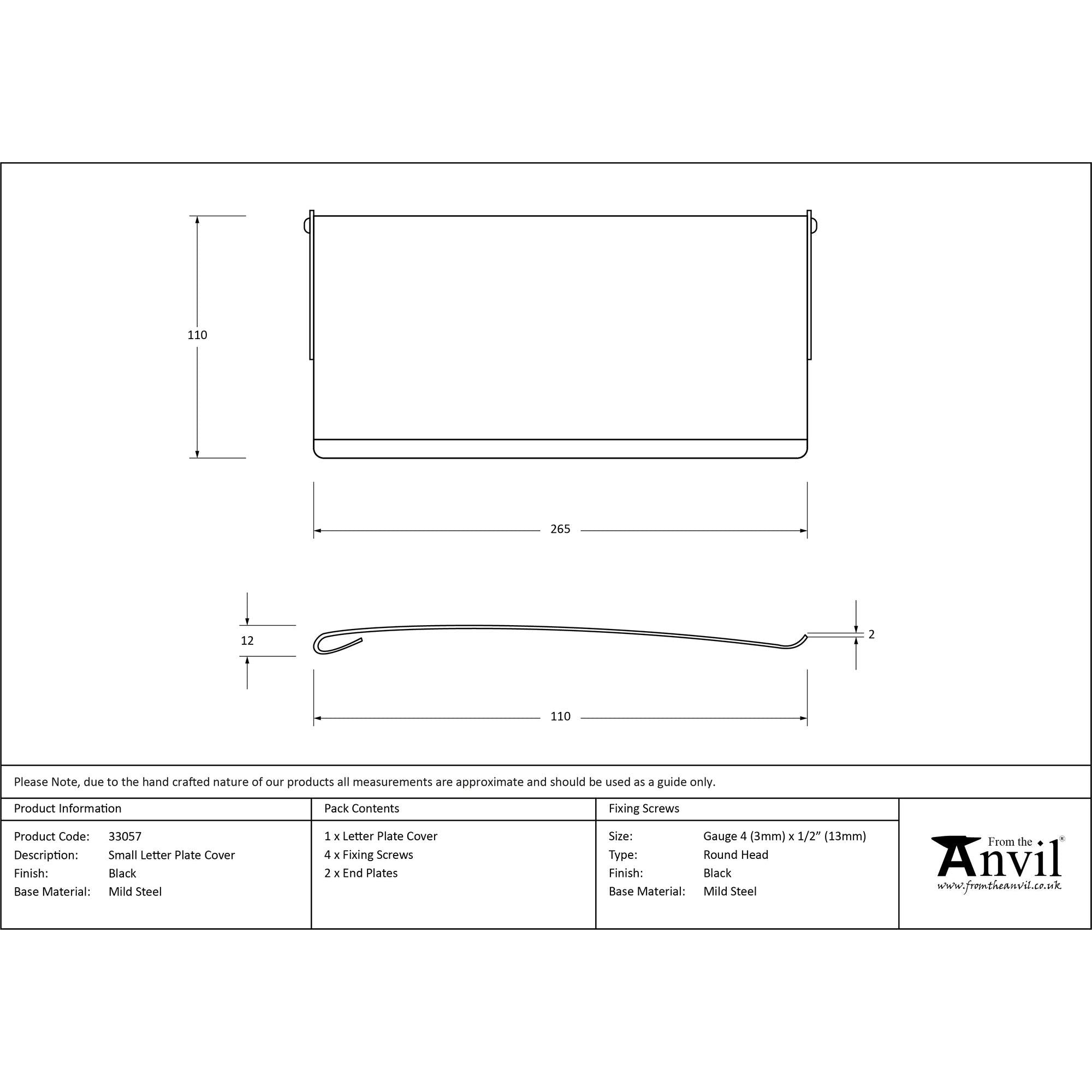 Black Small Letter Plate Cover | From The Anvil - Letter Plate Covers - From The Anvil - Yester Home