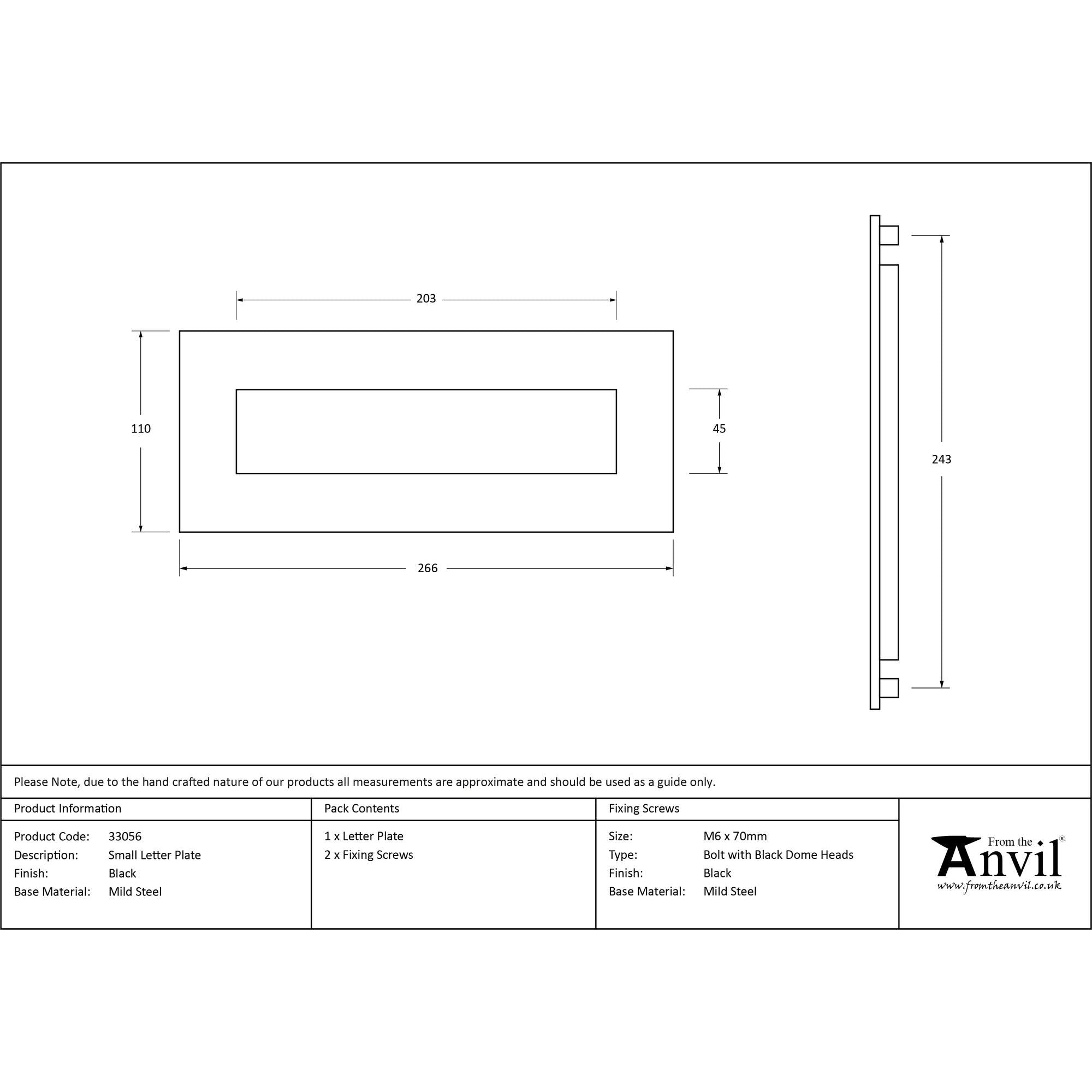 Black Small Letter Plate | From The Anvil - Letter Plates - From The Anvil - Yester Home