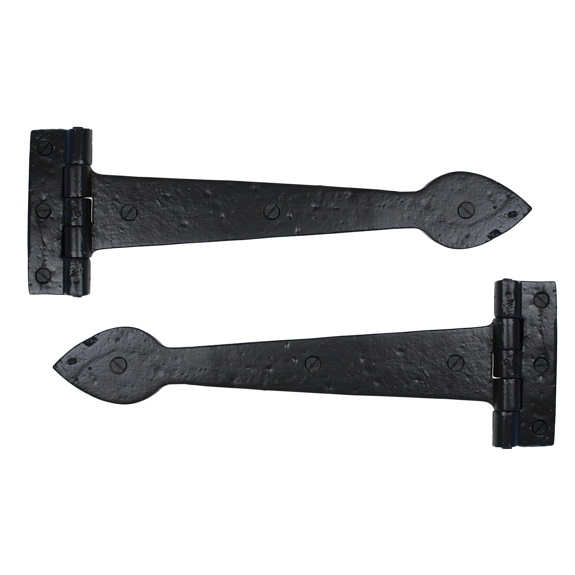 Black Smooth 12" Cast T Hinge (pair) | From The Anvil - T Hinges - From The Anvil - Yester Home