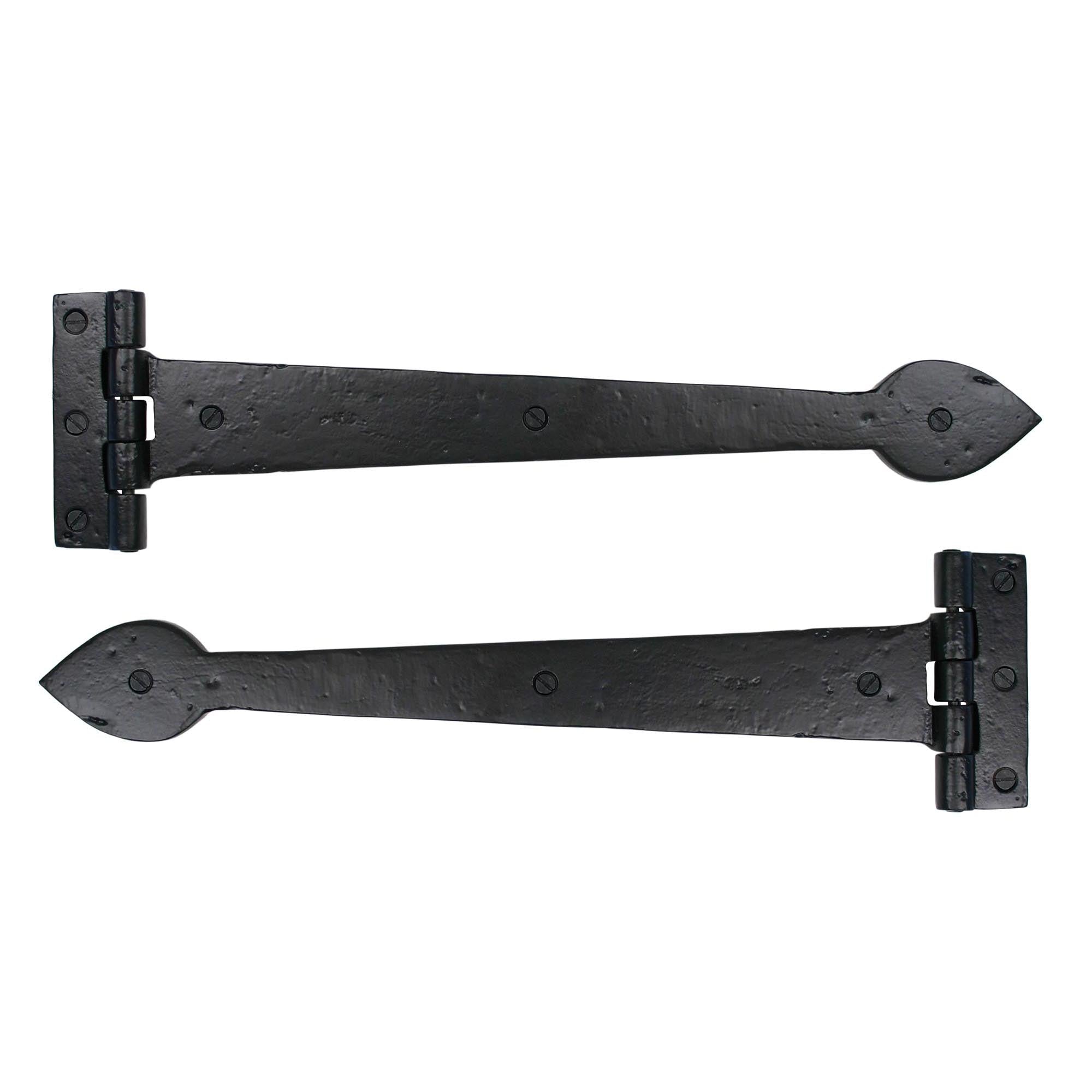 Black Smooth 16" Cast T Hinge (pair) | From The Anvil - T Hinges - From The Anvil - Yester Home