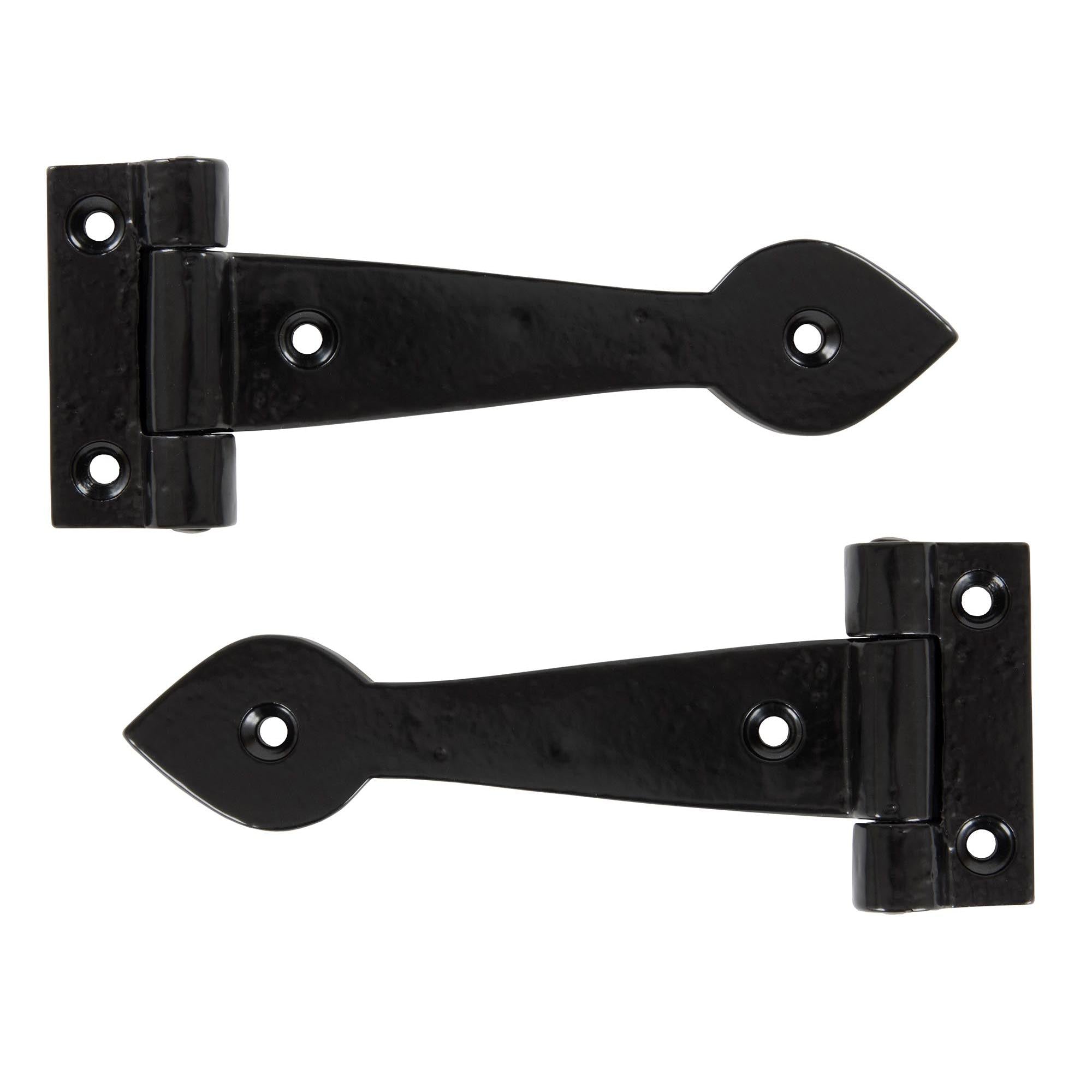 Black Smooth 6" Cast T Hinge (pair) | From The Anvil - T Hinges - From The Anvil - Yester Home