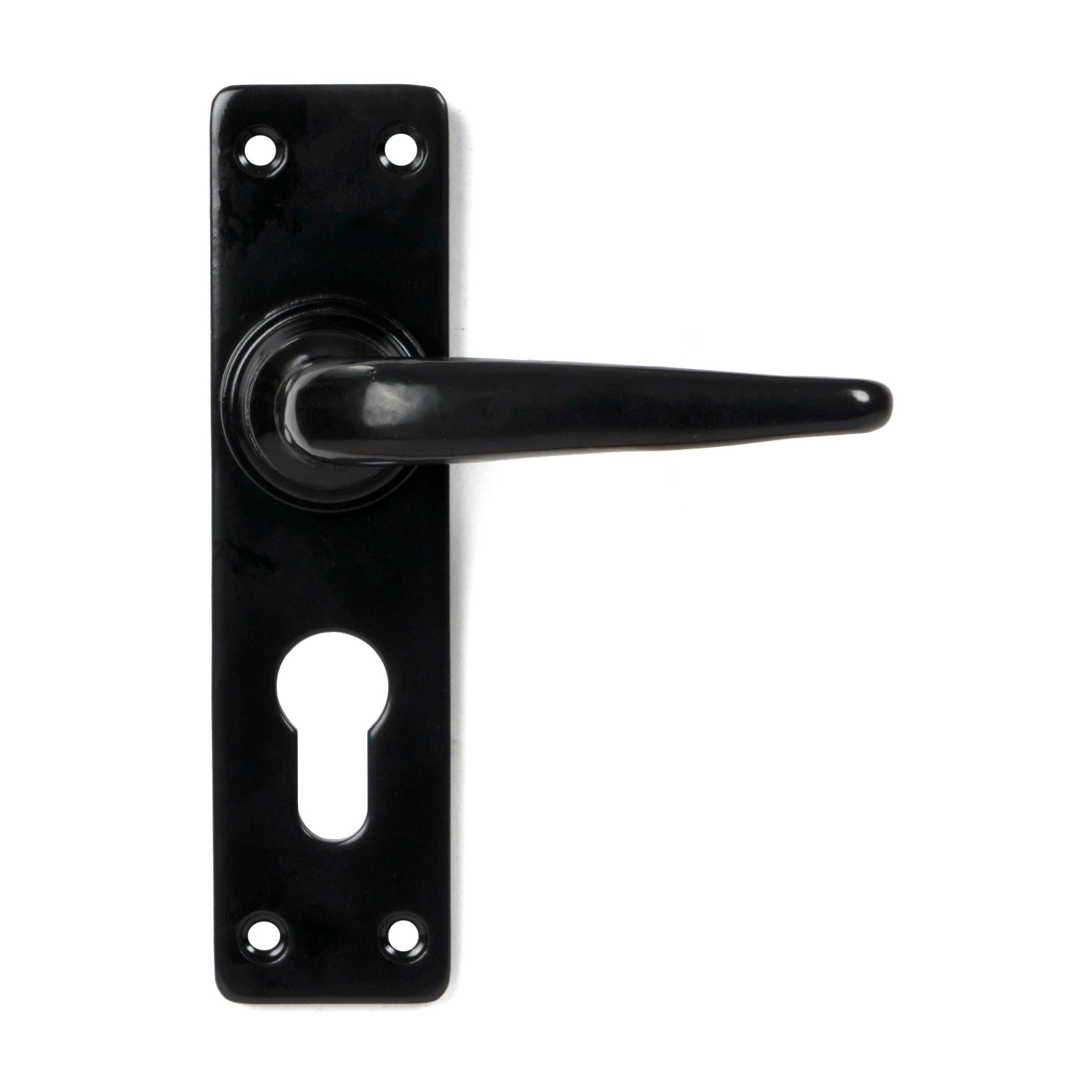 Black Smooth Lever Euro Lock Set | From The Anvil - Lever Euro - From The Anvil - Yester Home