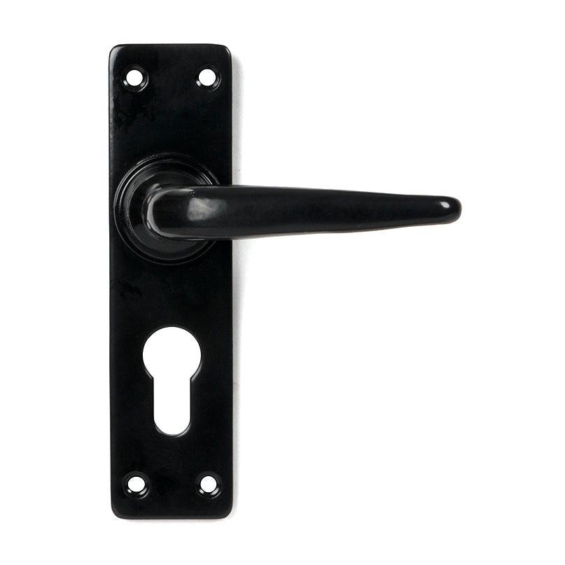 Black Smooth Lever Euro Lock Set | From The Anvil-Lever Euro-Yester Home