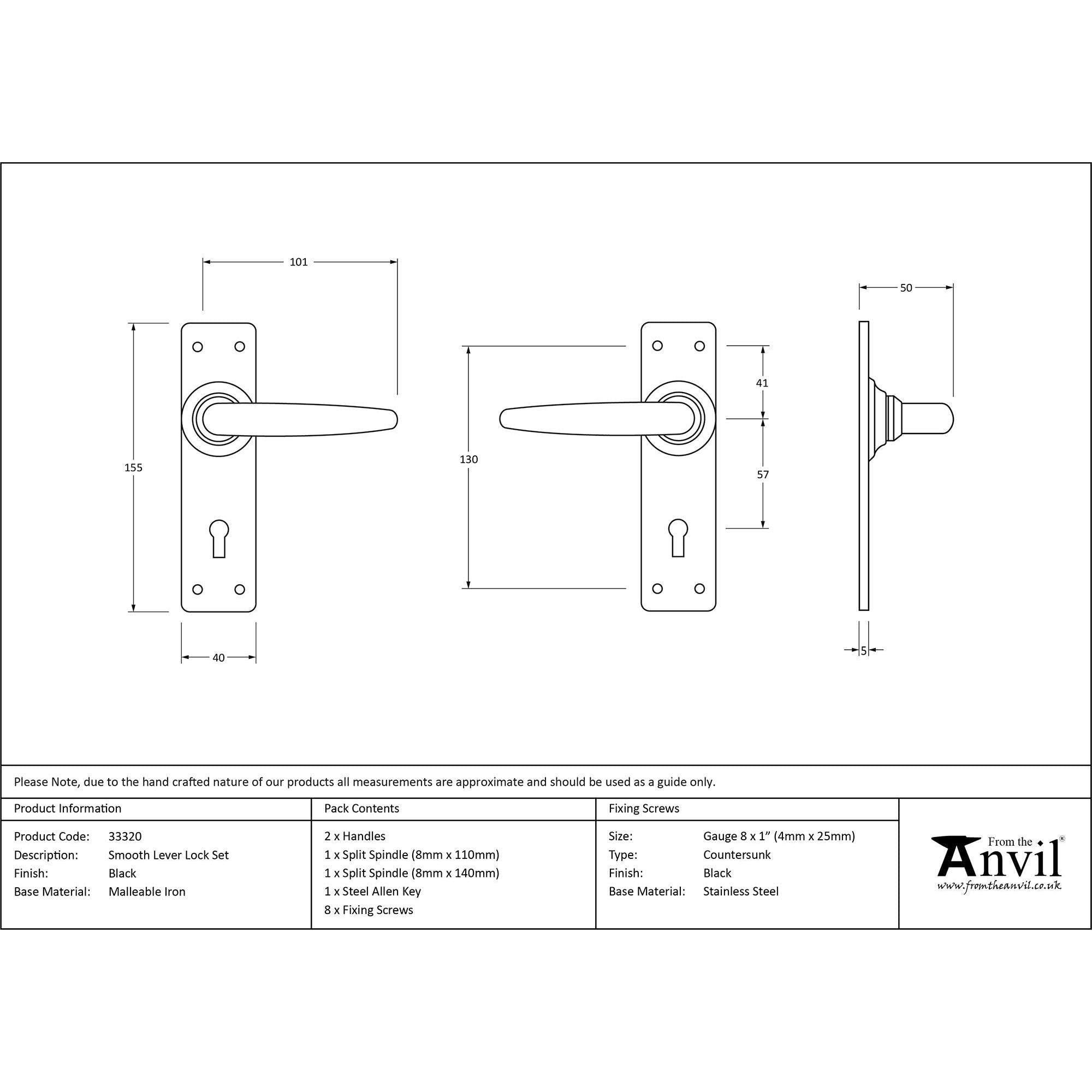 Black Smooth Lever Lock Set | From The Anvil - Lever Lock - From The Anvil - Yester Home