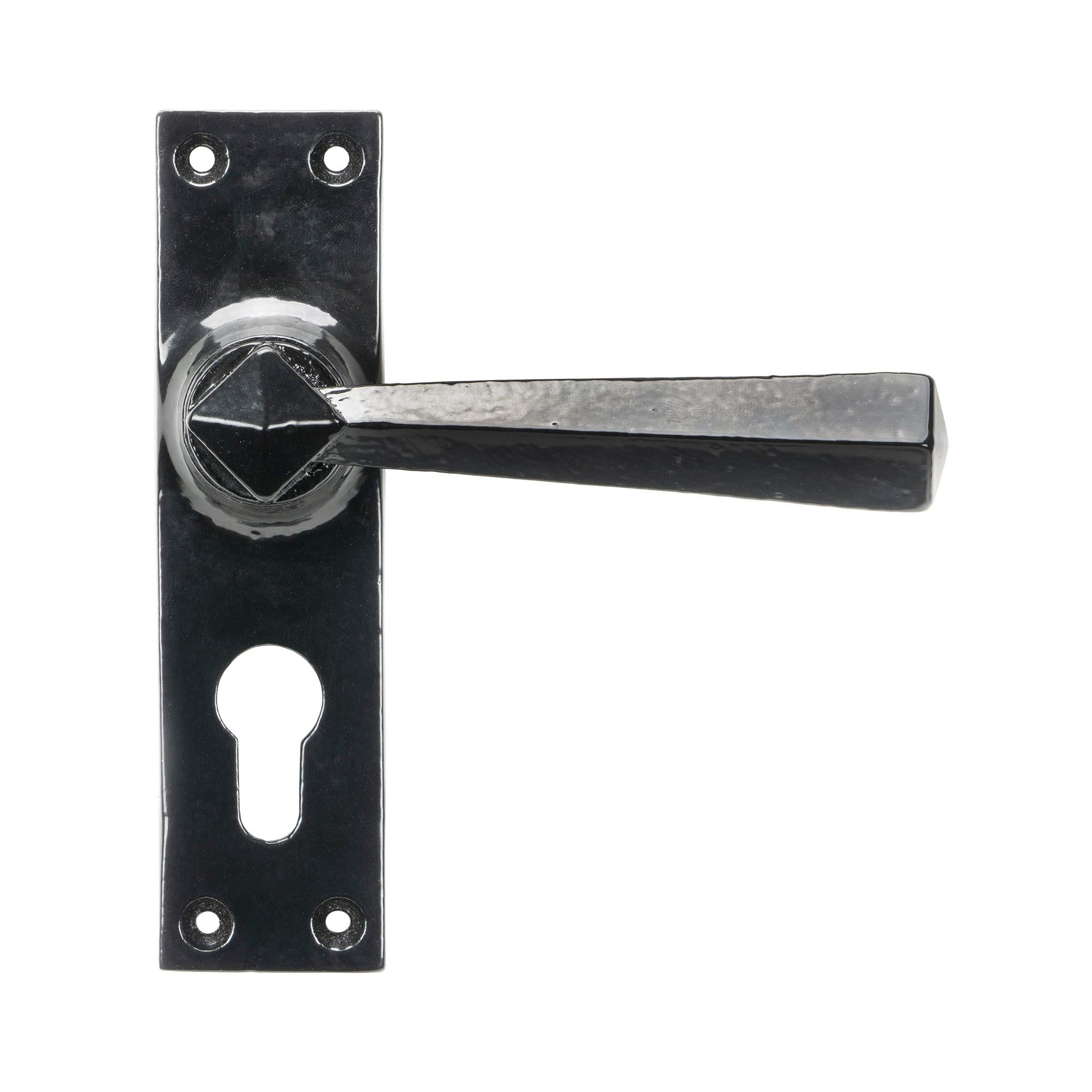Black Straight Lever Euro Lock Set | From The Anvil - Lever Euro - From The Anvil - Yester Home