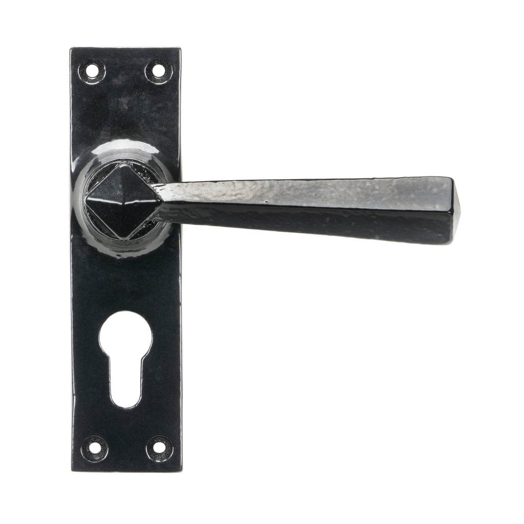 Black Straight Lever Euro Lock Set | From The Anvil-Lever Euro-Yester Home