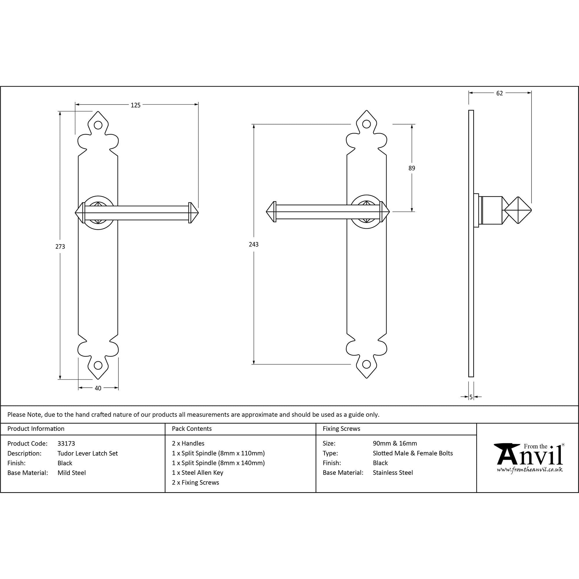 Black Tudor Lever Latch Set | From The Anvil - Lever Latch - From The Anvil - Yester Home