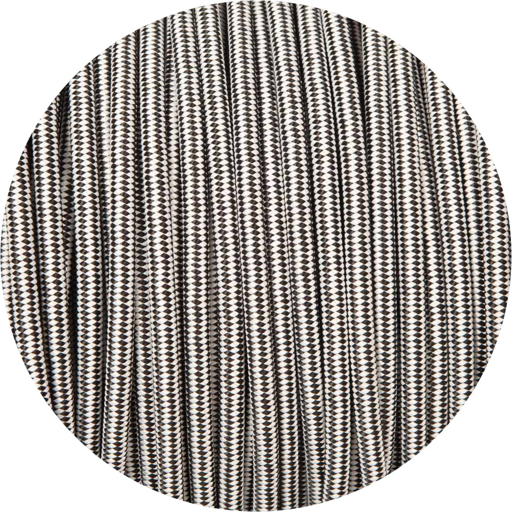 Black & White Diamond Round Fabric Braided Cable-Fabric Cable-Yester Home