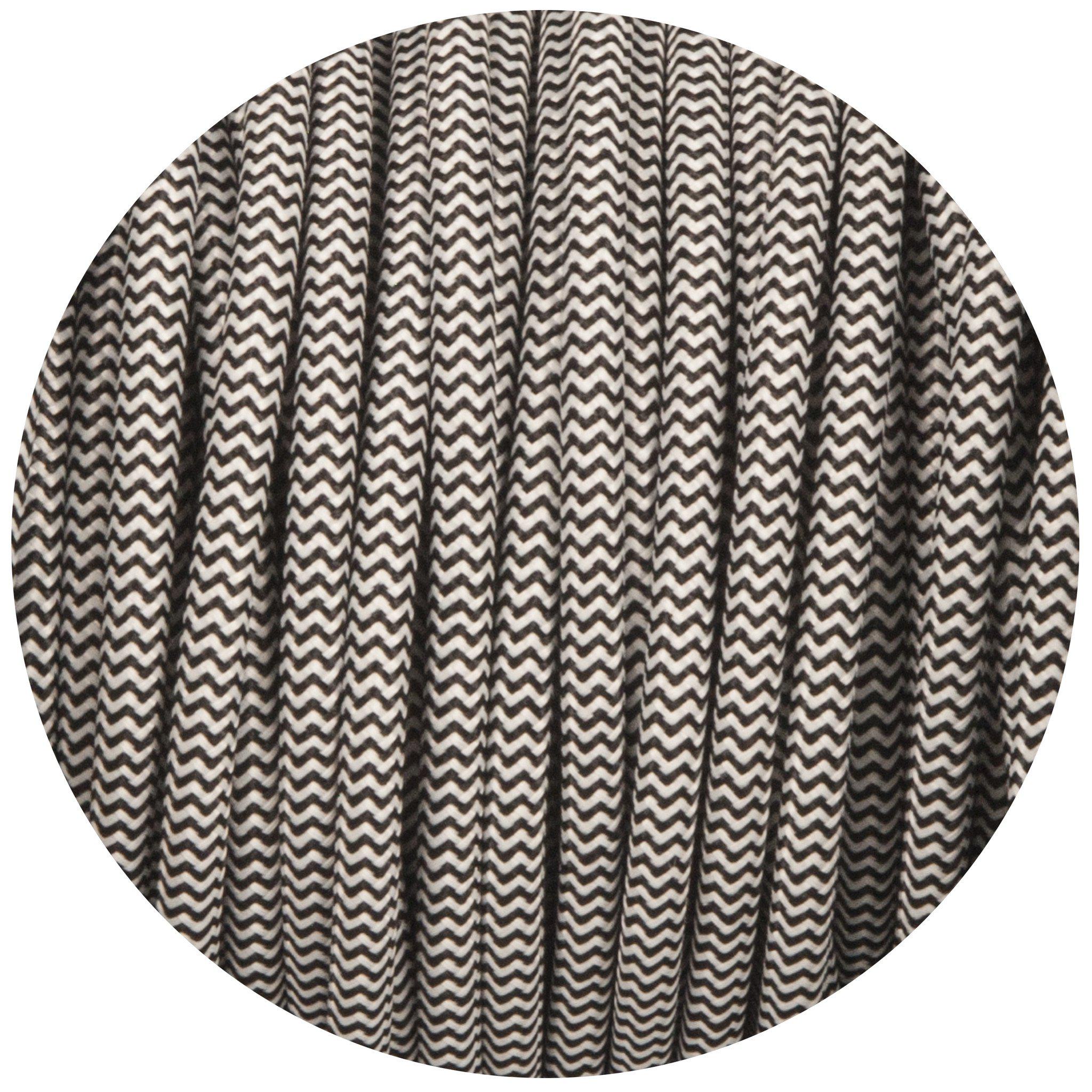 Black & White Round Fabric Braided Cable-Fabric Cable-Yester Home