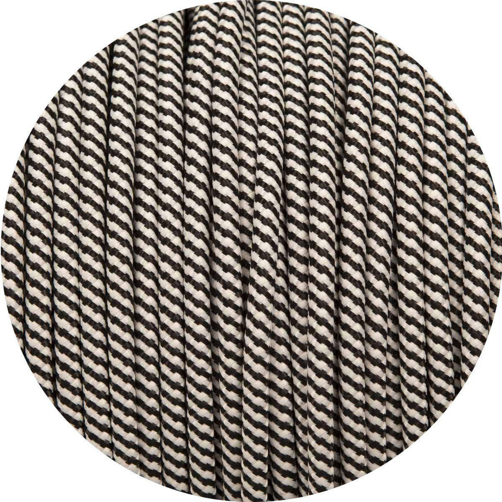 Black & White Spiral Round Fabric Cable-Fabric Cable-Yester Home