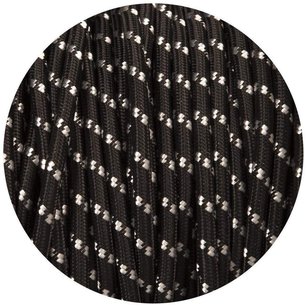 Black With White Fleck Round Fabric Cable-Fabric Cable-Yester Home