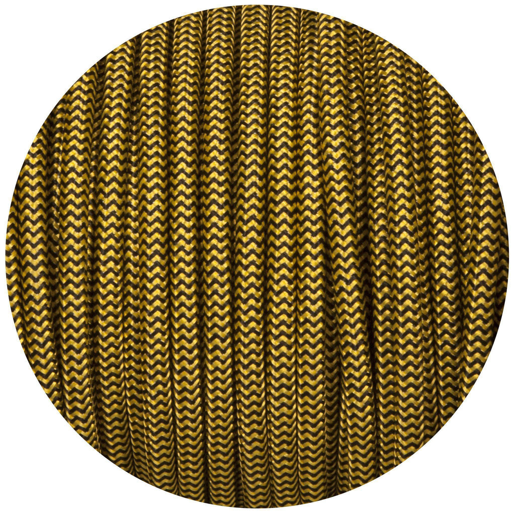 Black & Yellow Round Fabric Braided Cable-Fabric Cable-Yester Home