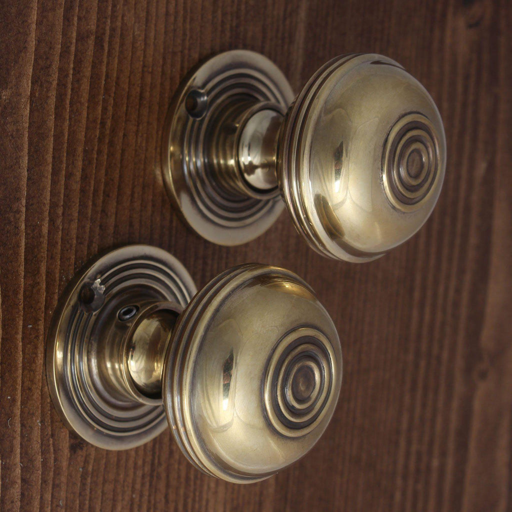 Bloxwich 50mm Rim/Mortice Door Knob Aged Brass-Rim Door Knobs-Yester Home