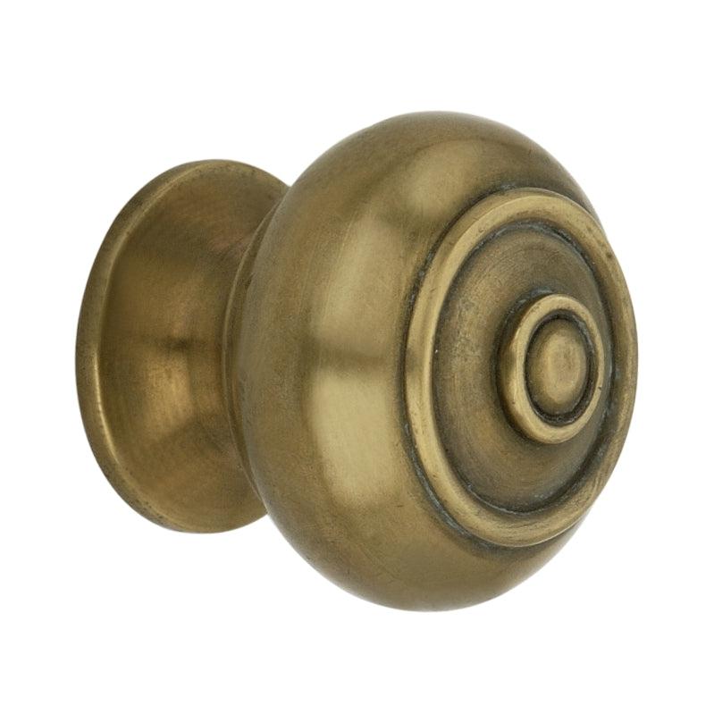 Bloxwich Small 30mm Cupboard Knob Aged Brass-Cupboard Knobs-Yester Home
